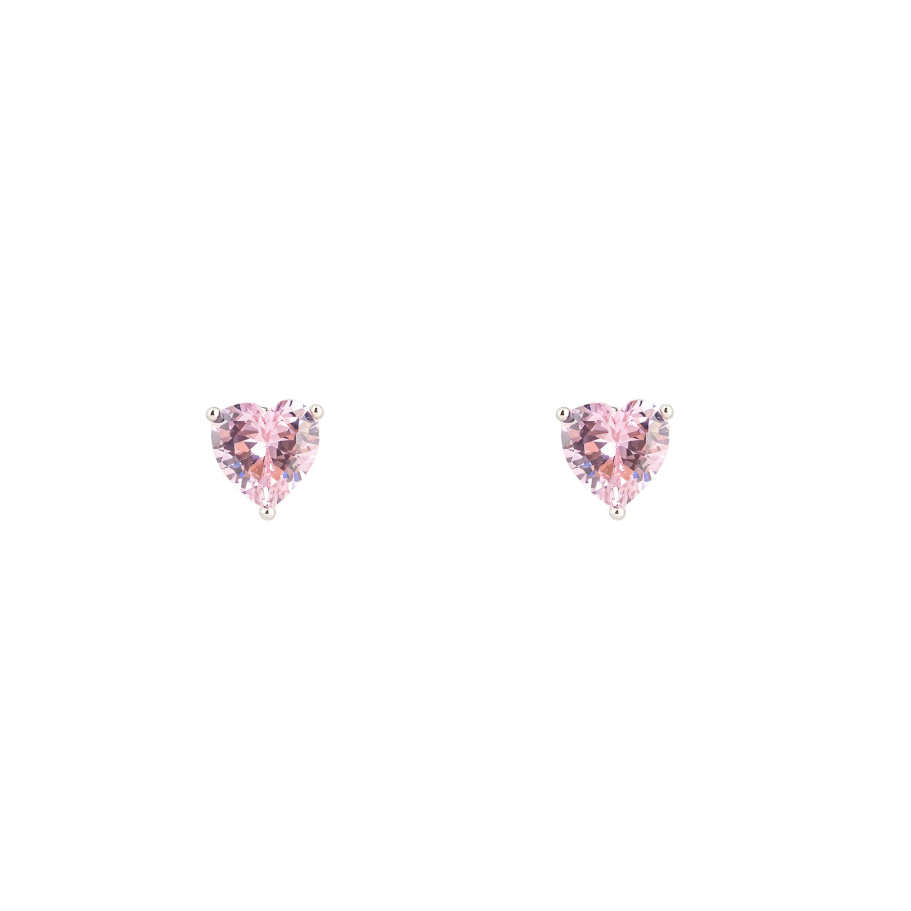 herald percy серебристые серьги сердца с багетами кристаллов Herald Percy Серебристые серьги в форме розового сердца