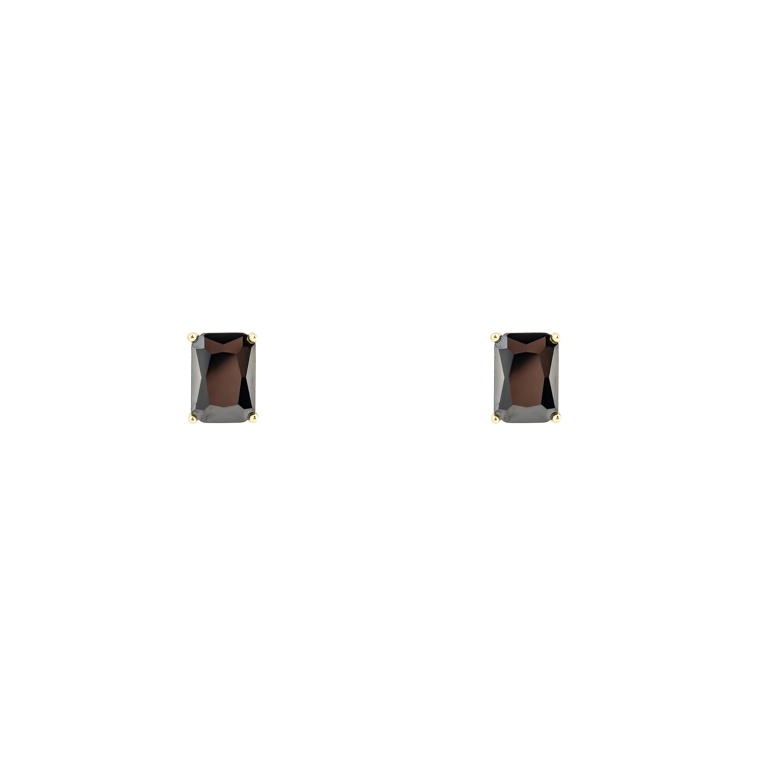 Golden earrings with black square crystal