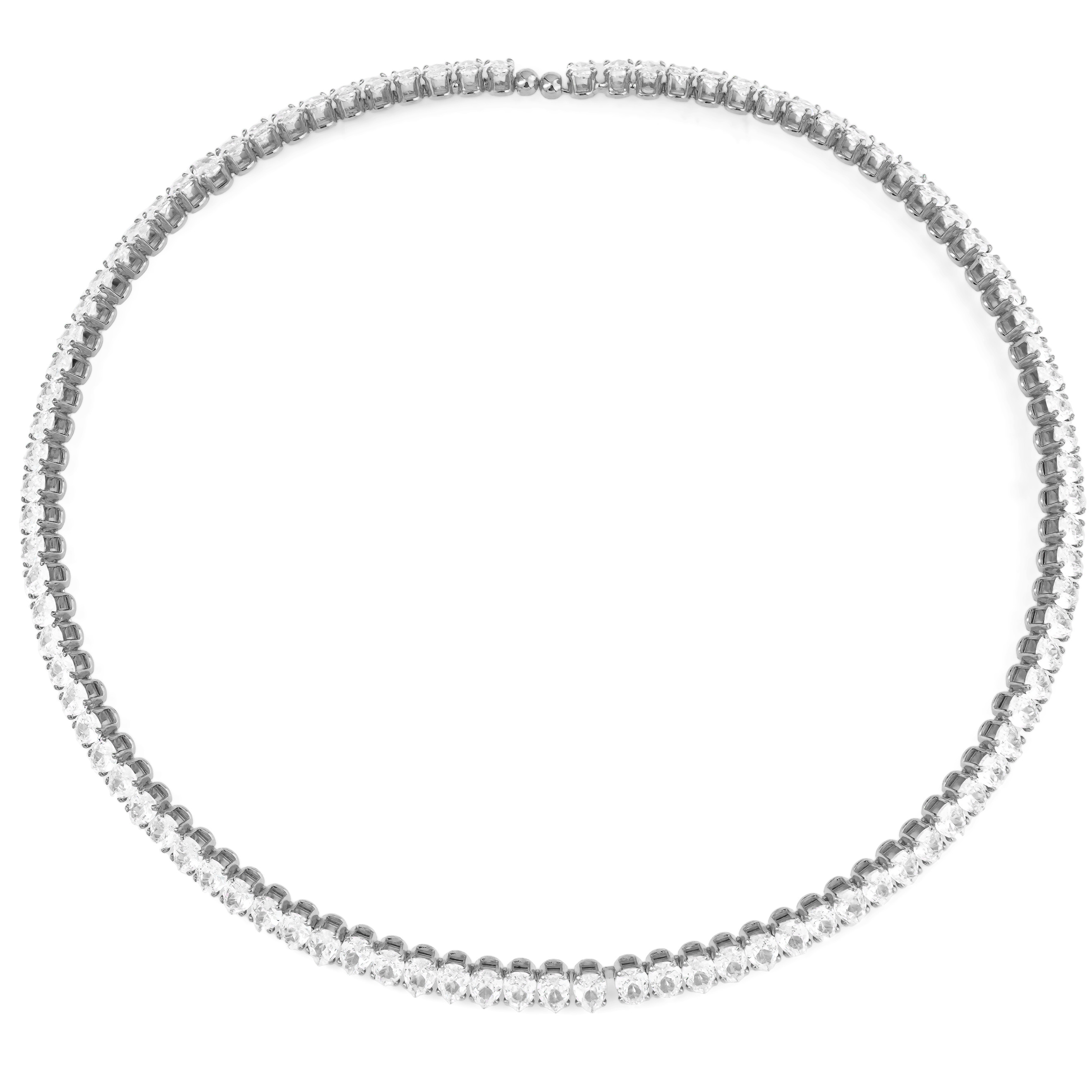 Silver choker with white crystals