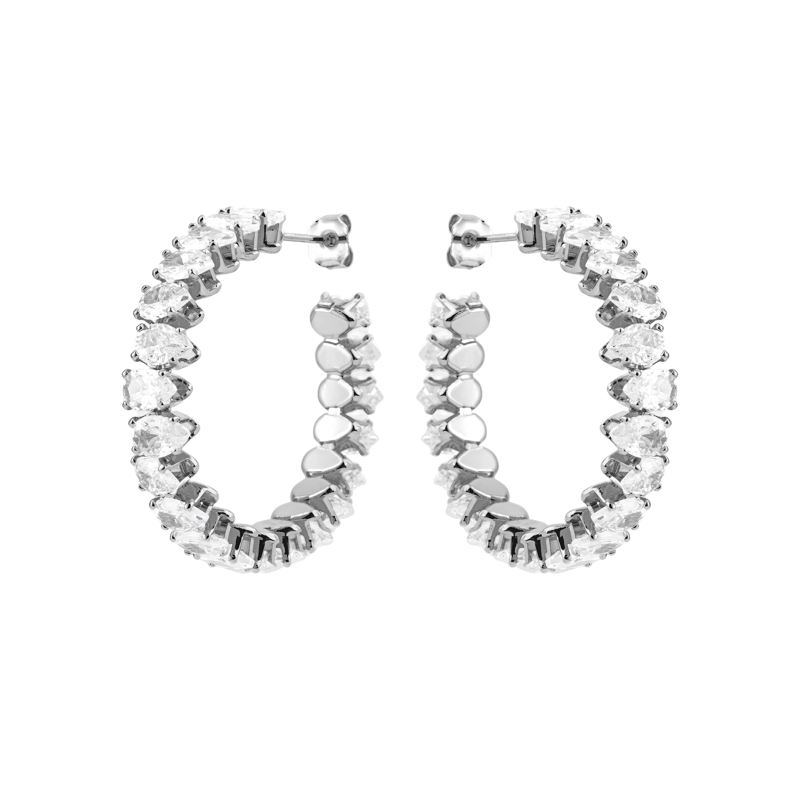 round earrings with crystals
