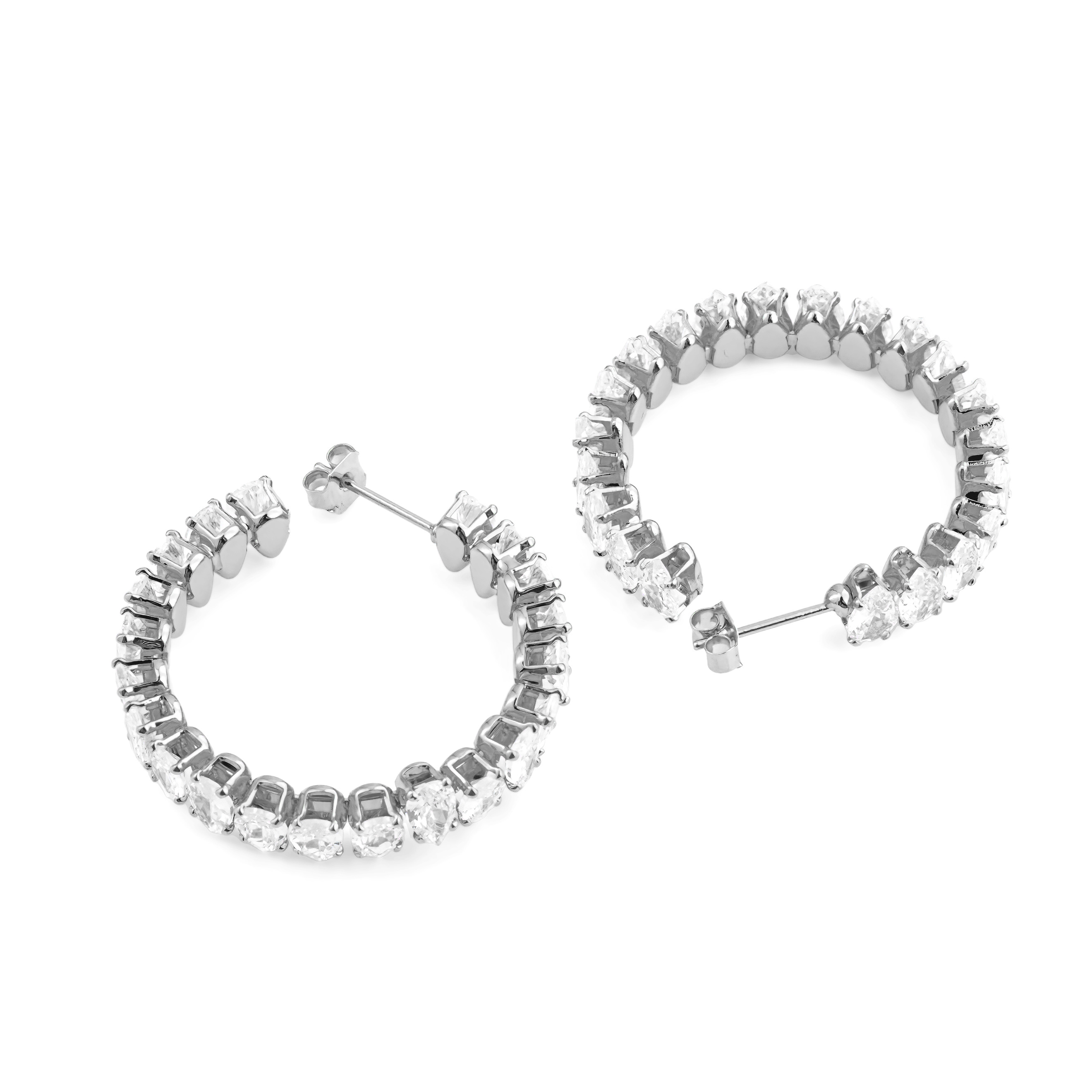 round earrings with crystals