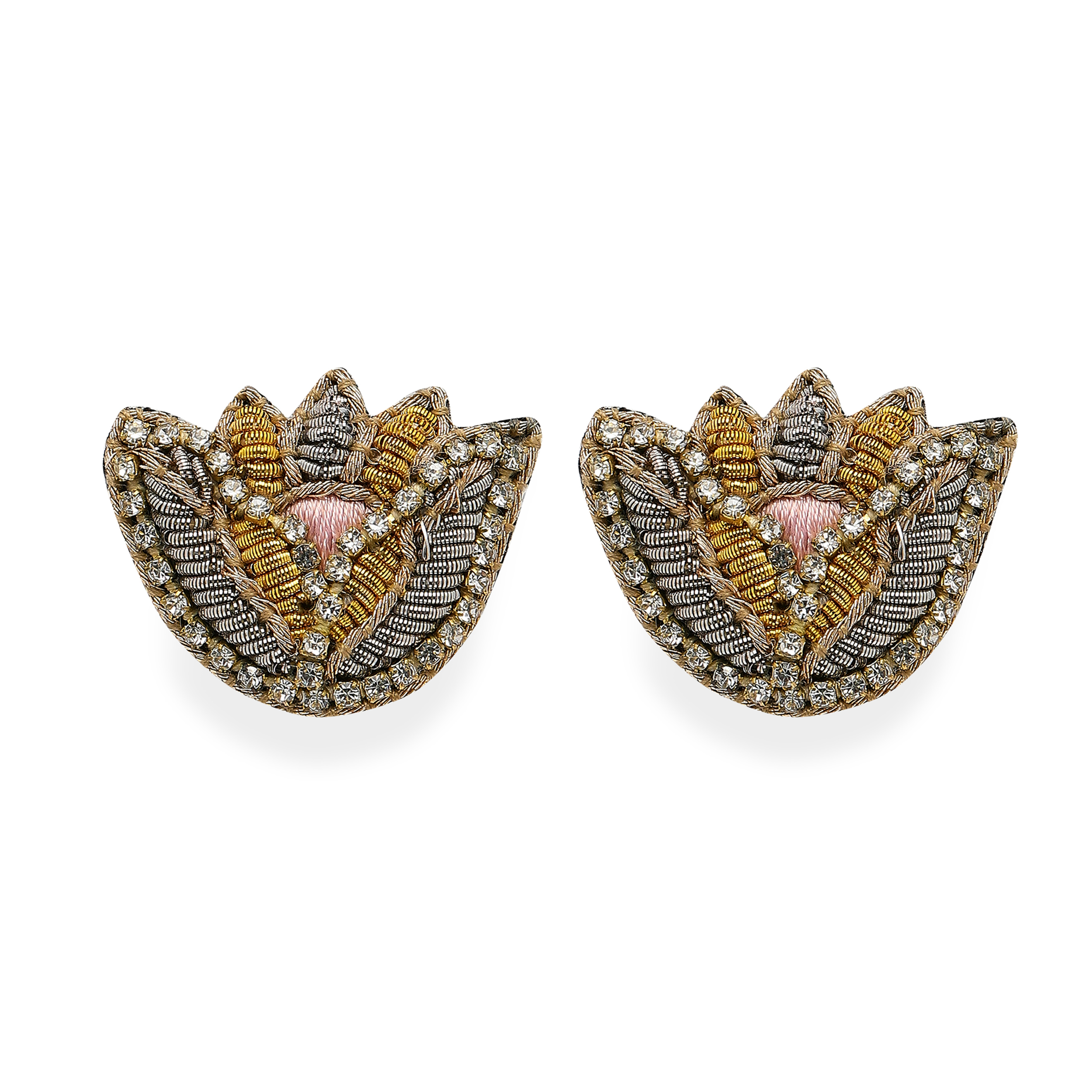 Yellow embroidery flower earrings