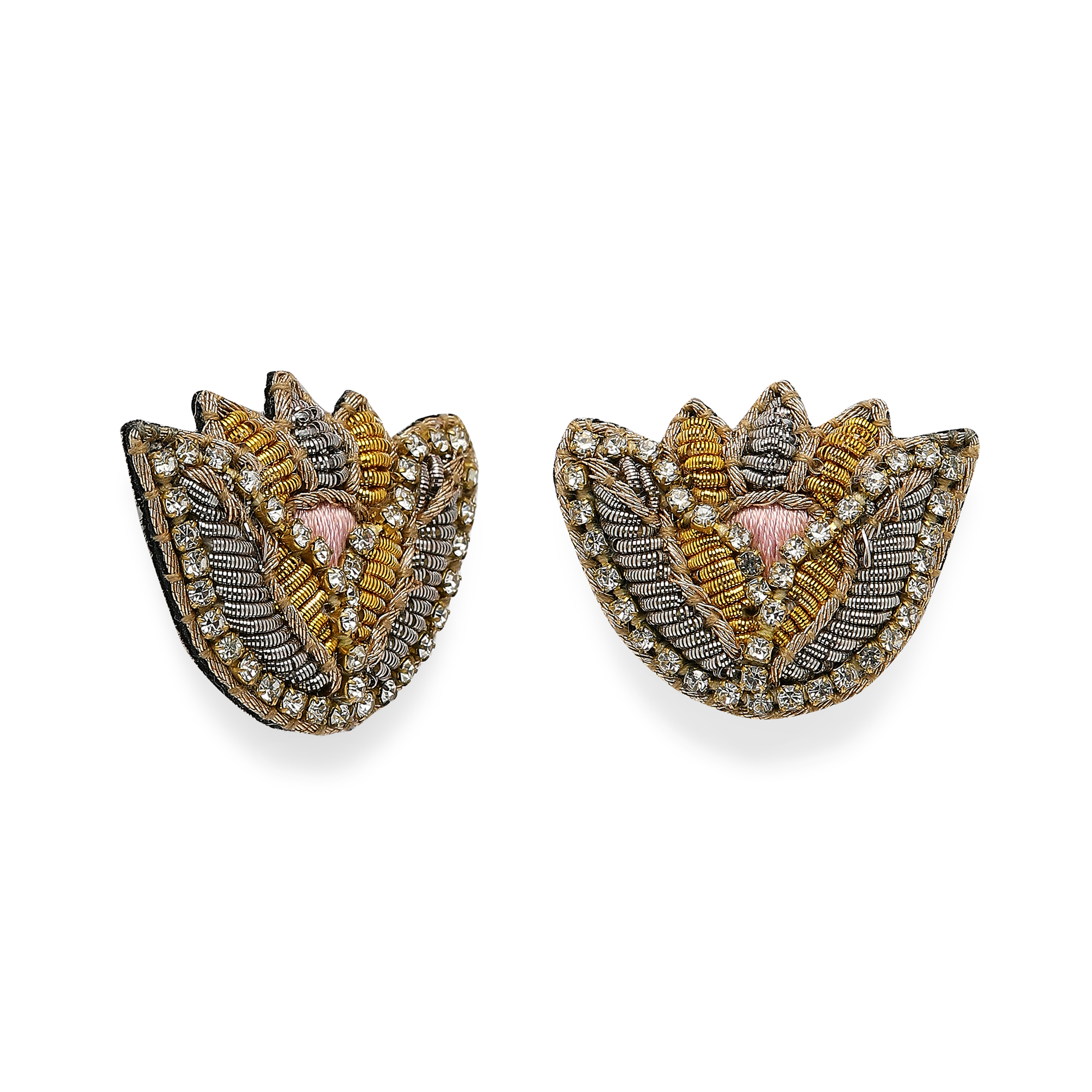 Yellow embroidery flower earrings