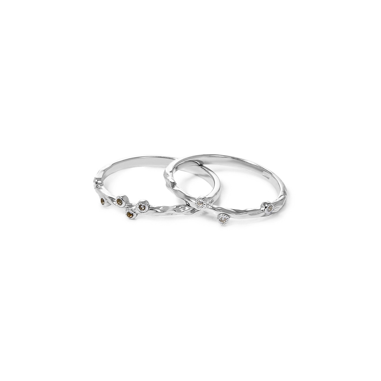 Сет колец из серебра с дымчатыми топазами