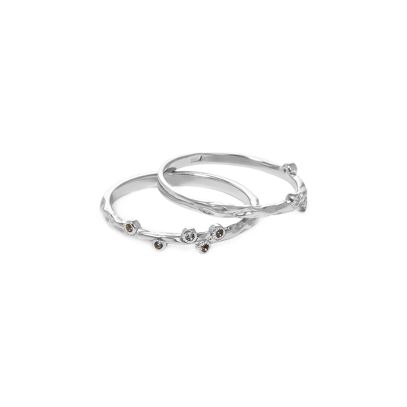 Сет колец из серебра с дымчатыми топазами