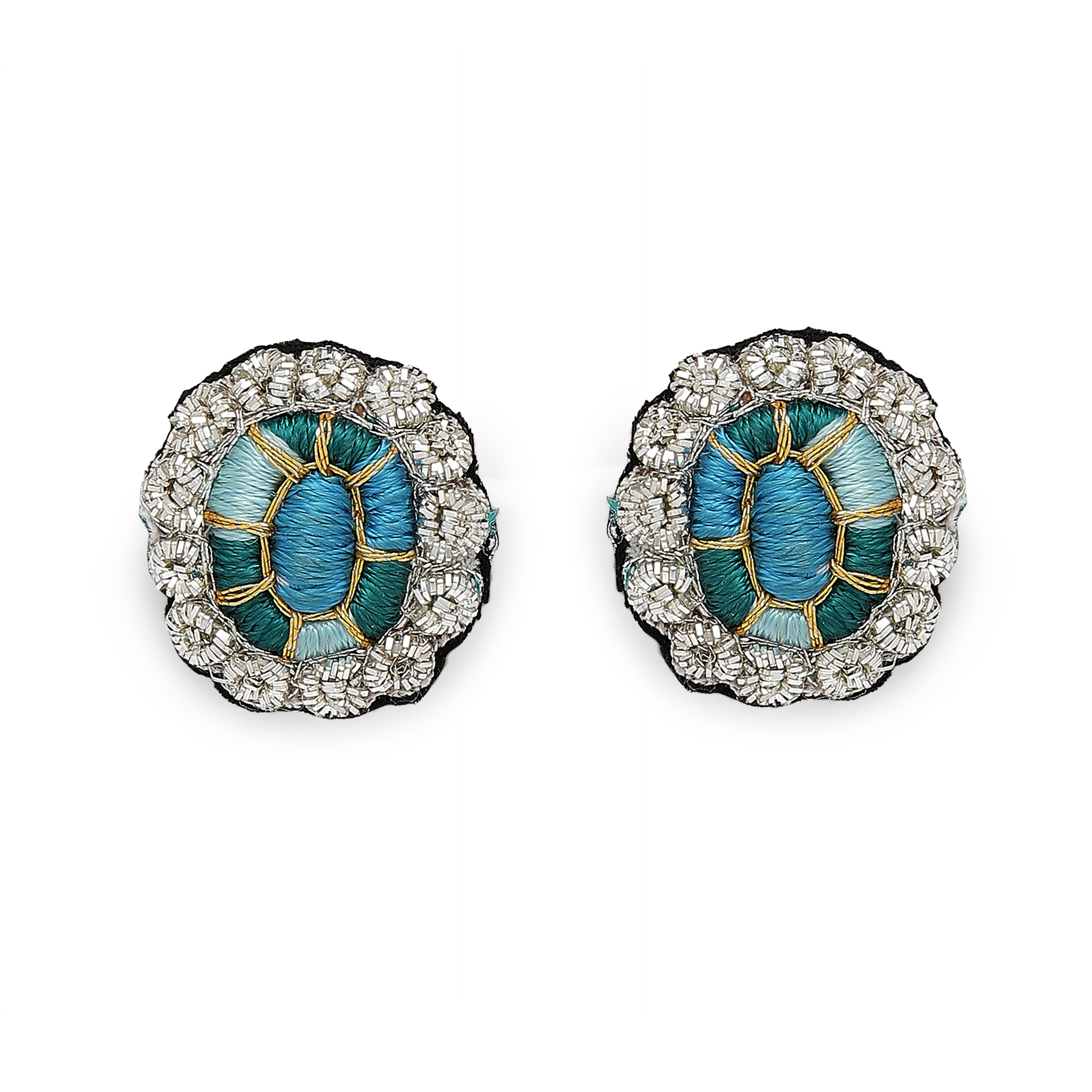 Small clips with embroidered topaz