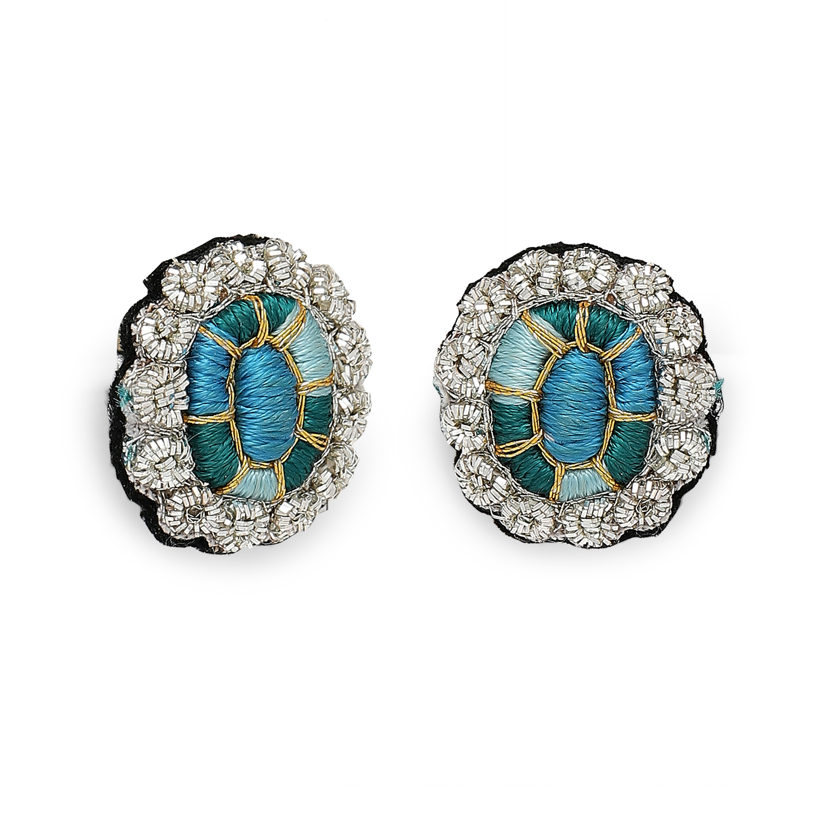 Small clips with embroidered topaz