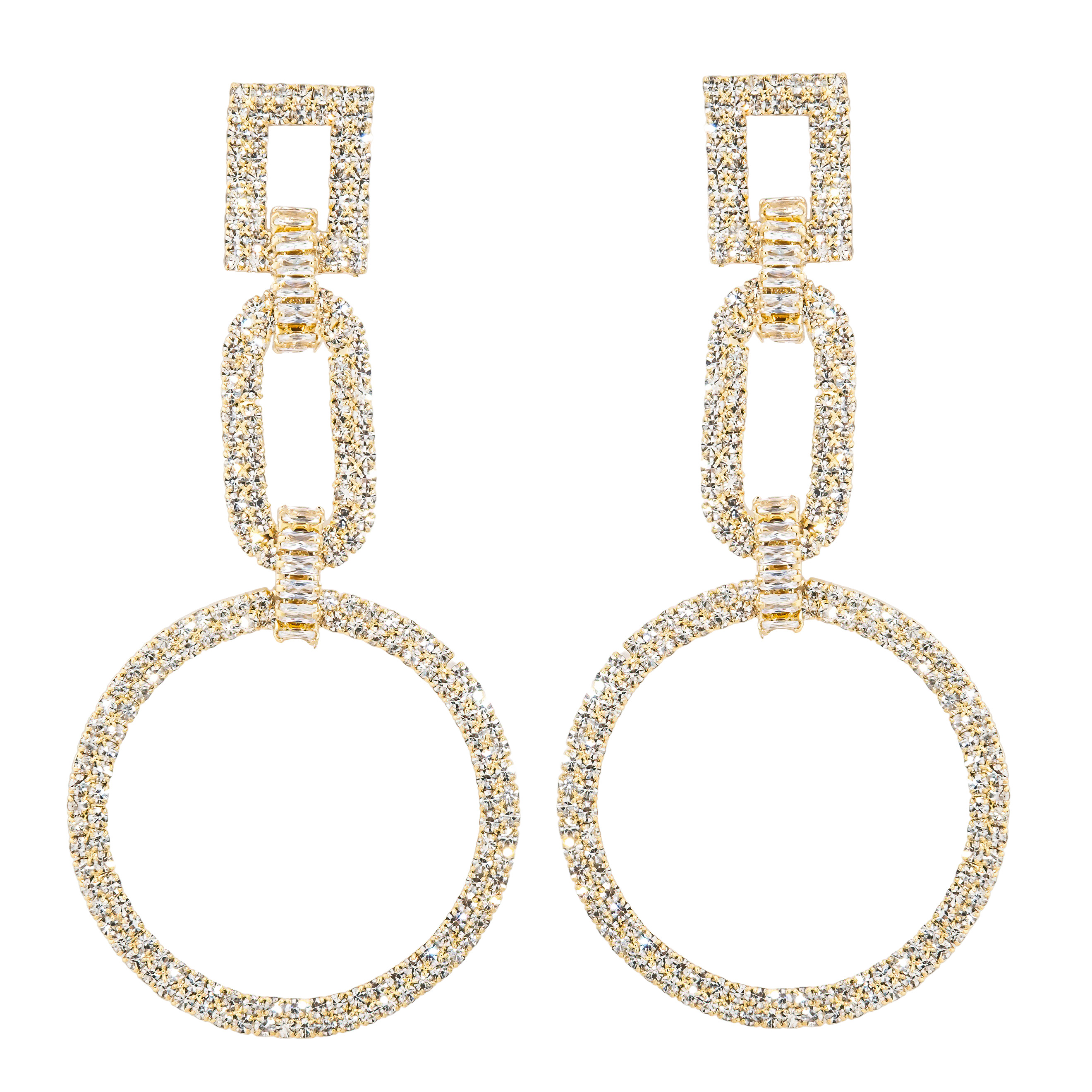 circle earrings with crystals