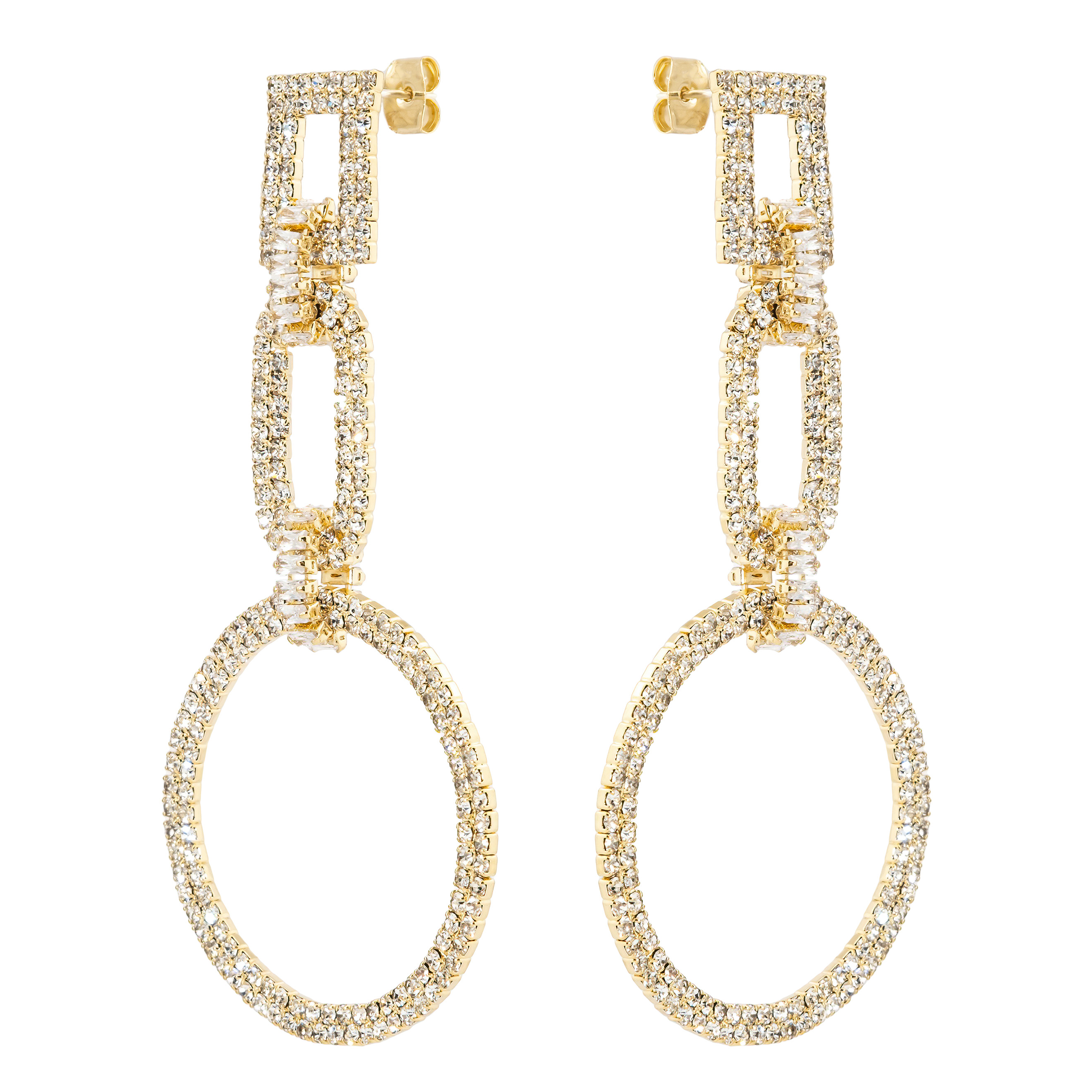 circle earrings with crystals