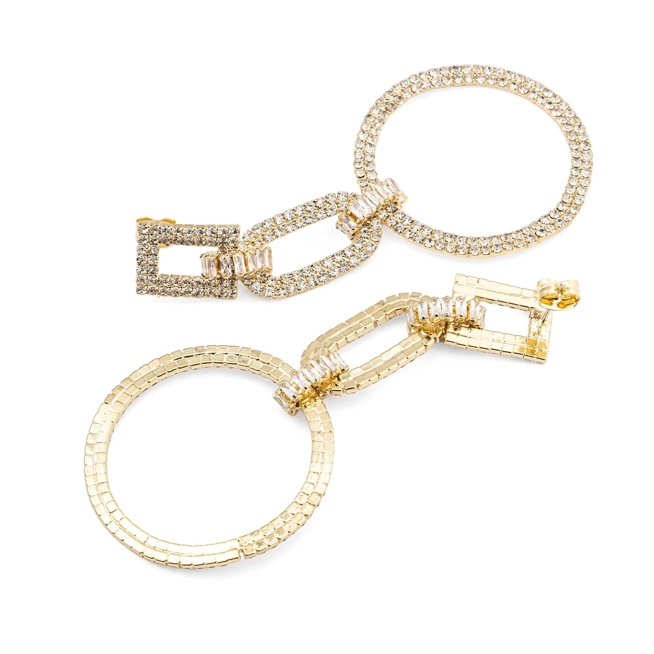 circle earrings with crystals