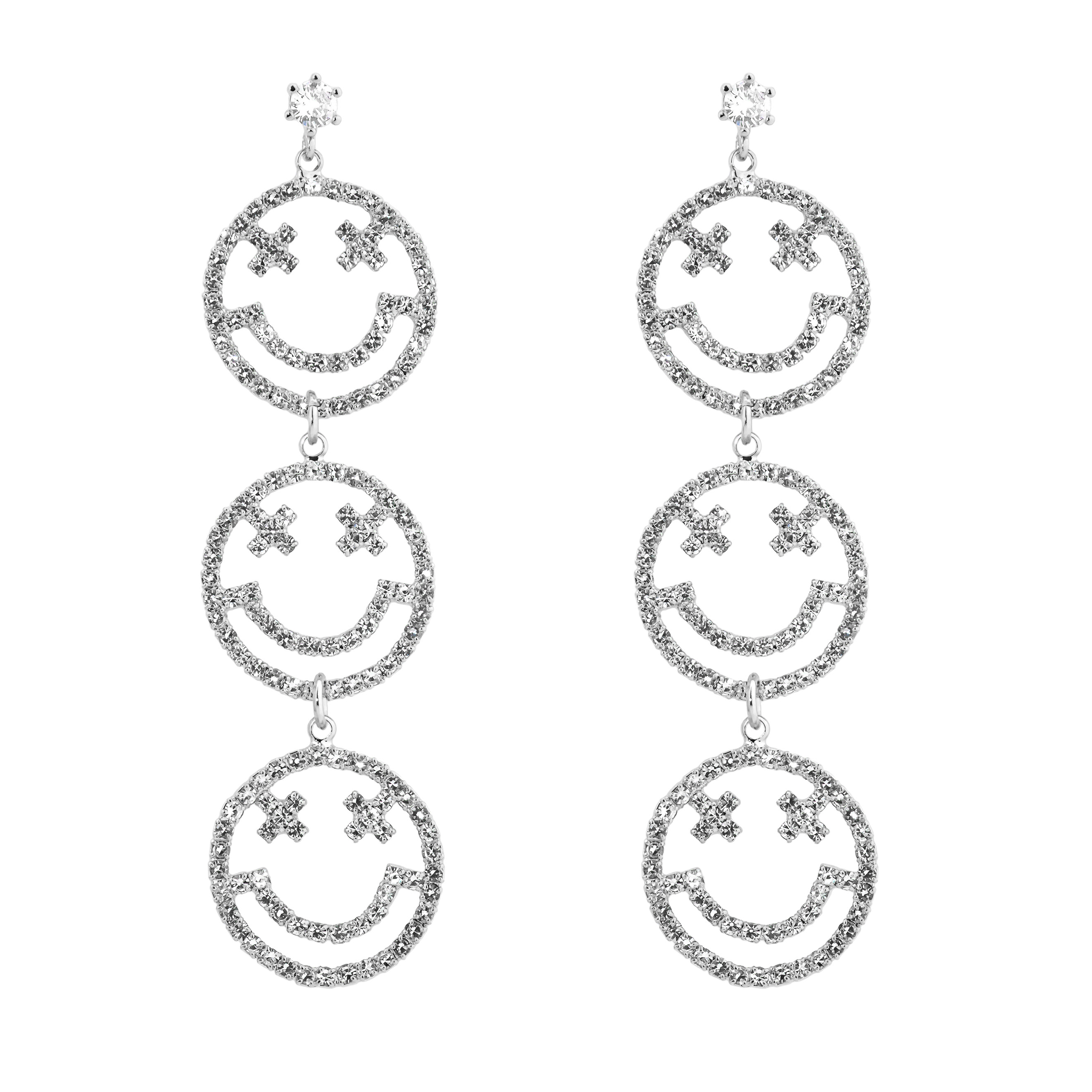 smiley earrings with crystals