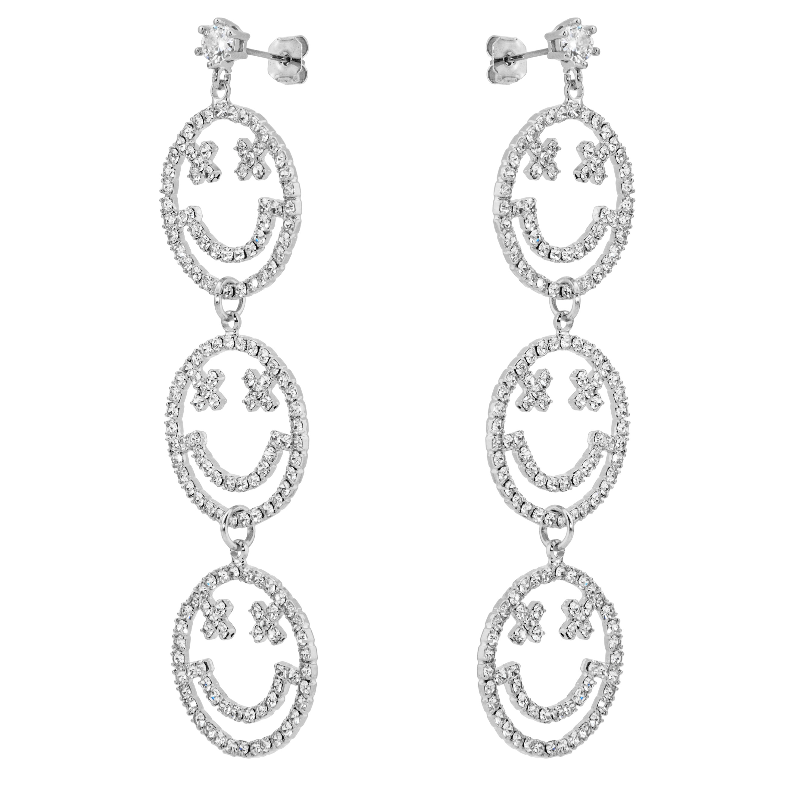 smiley earrings with crystals