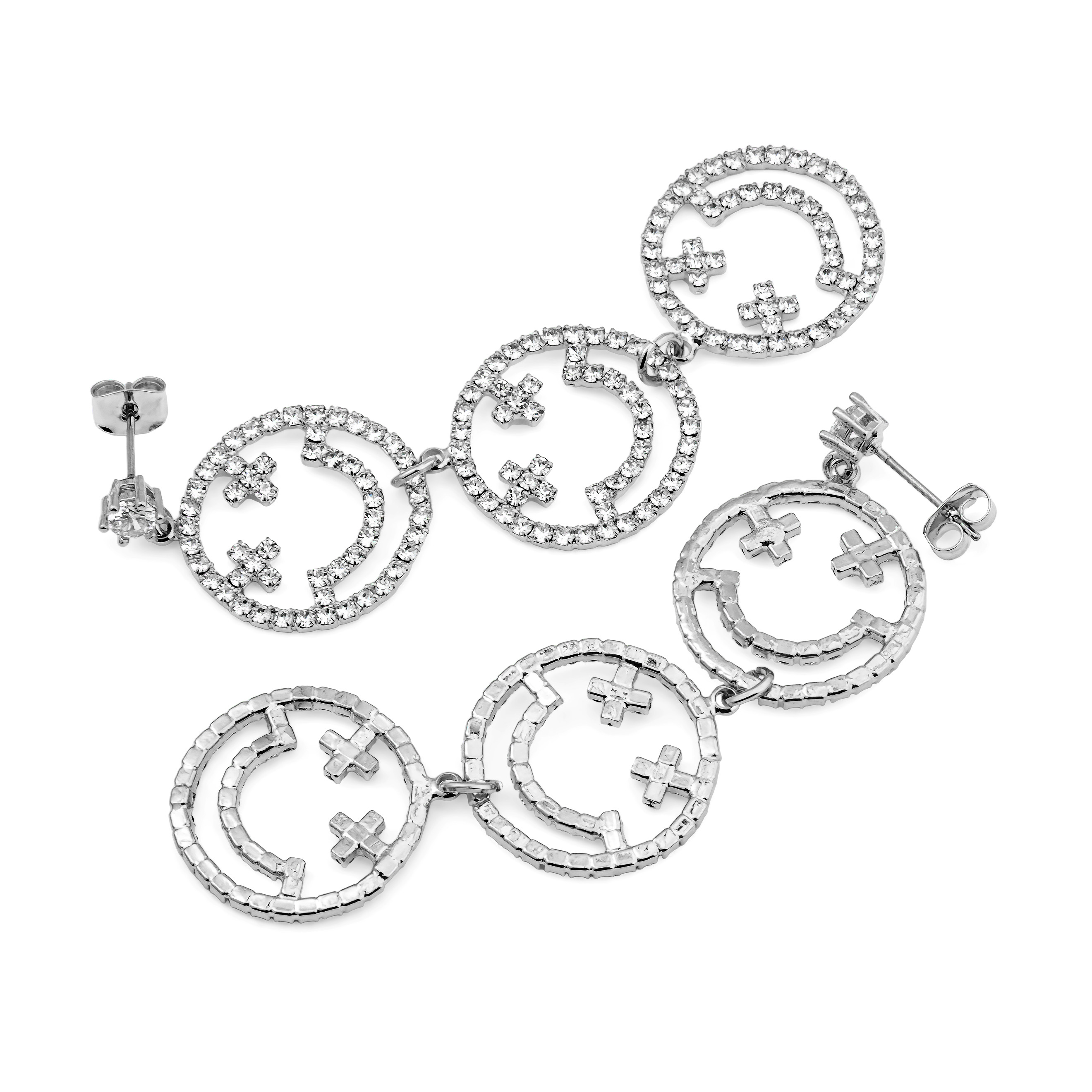smiley earrings with crystals
