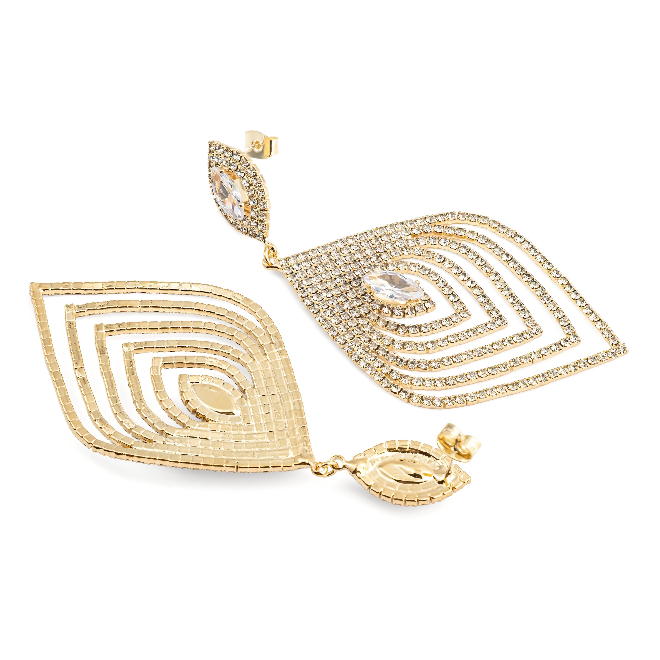feather earrings with crystals
