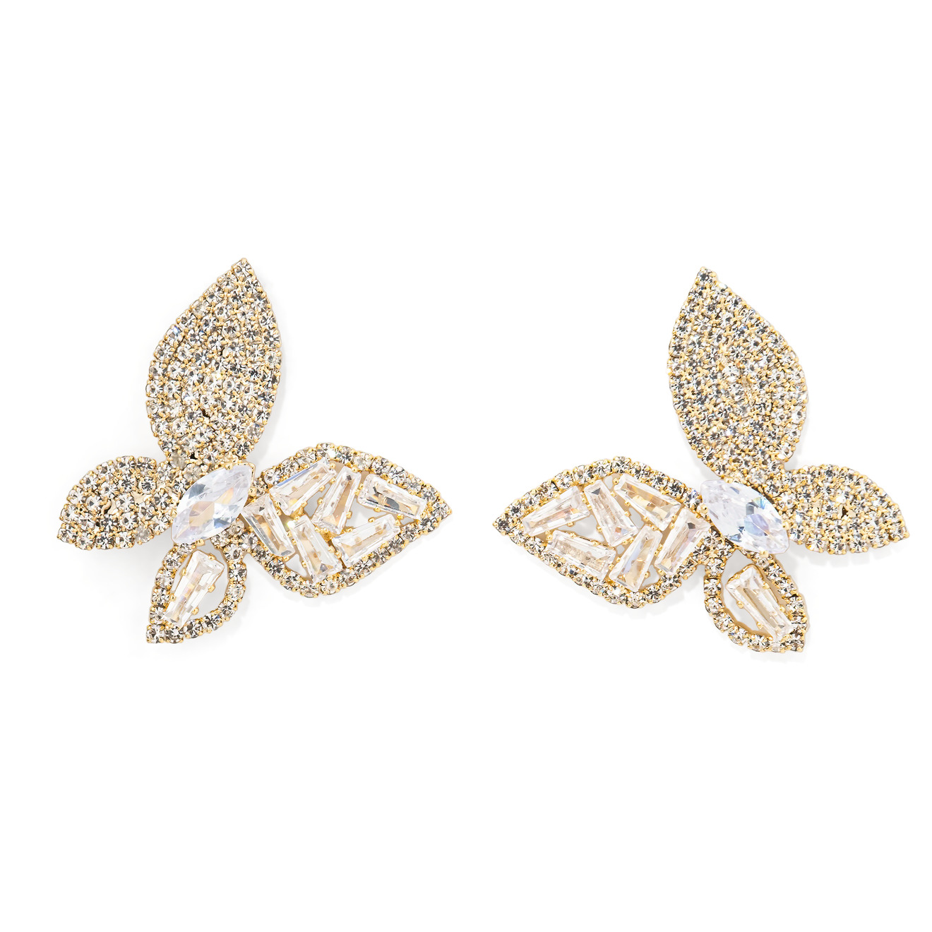 Herald Percy Золотистые серьги-бабочки с кристаллами