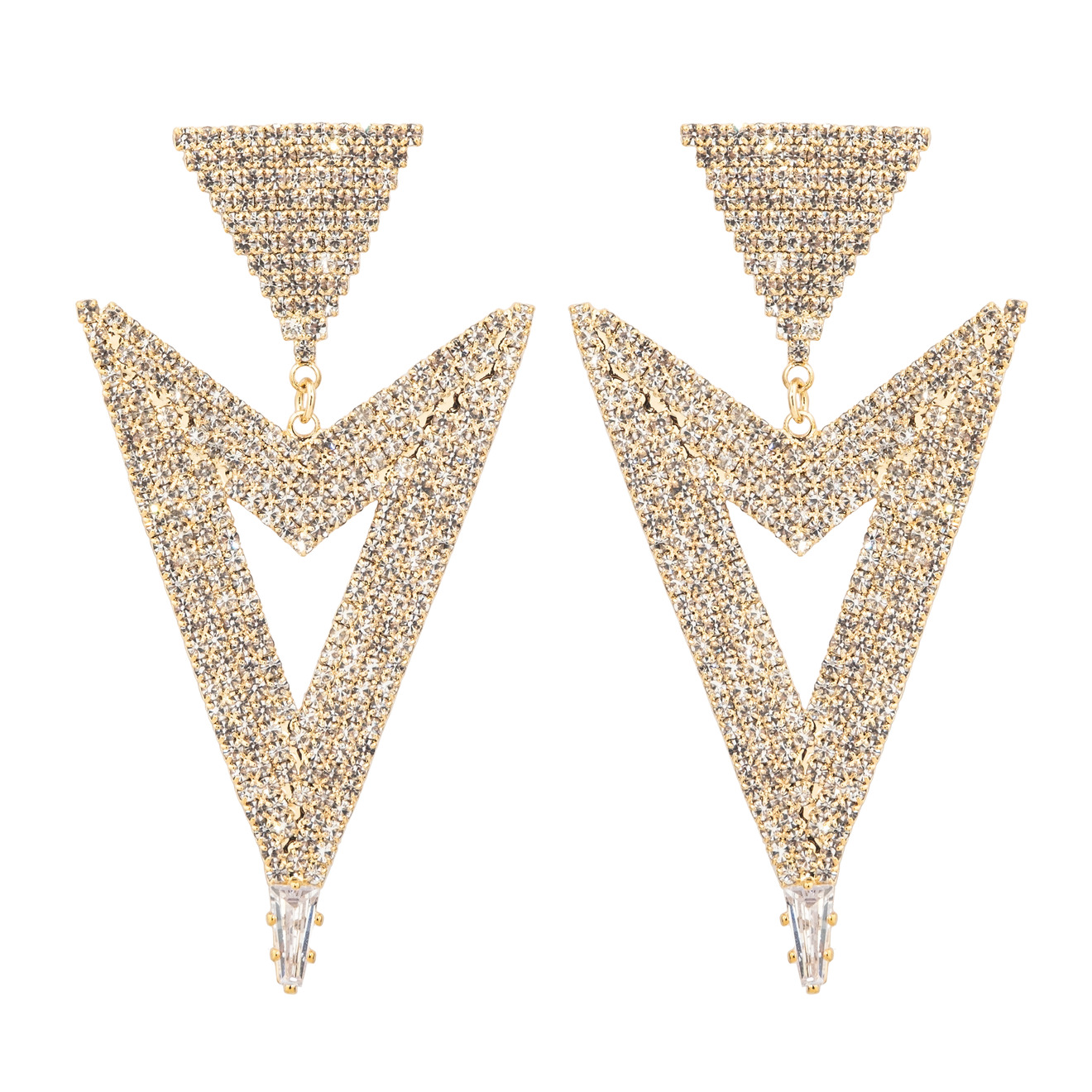Herald Percy Золотистые серьги-стрелки с кристаллами herald percy двойные золотистые серьги с белыми кристаллами