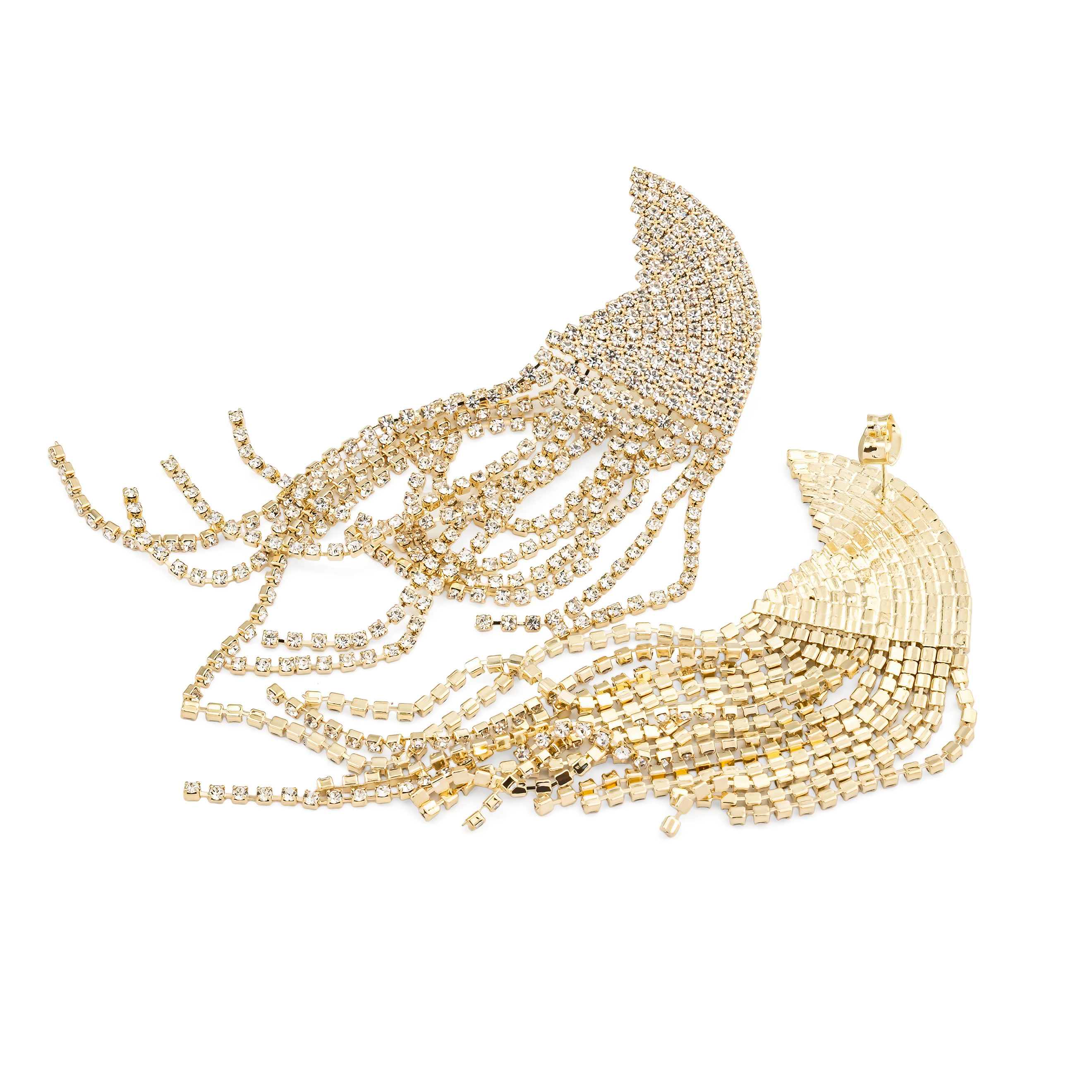semicircle earrings with crystals