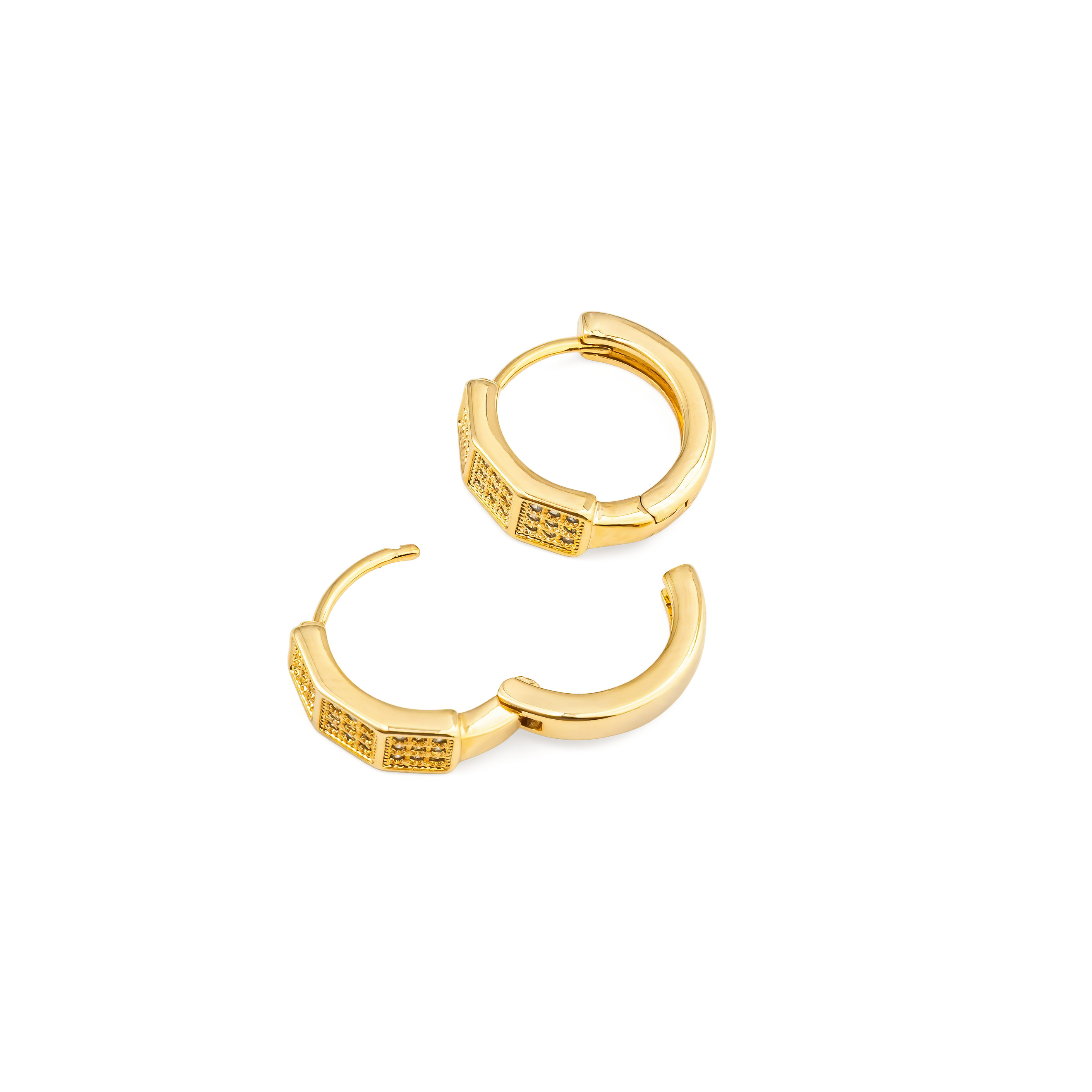 faceted ring earrings with crystals