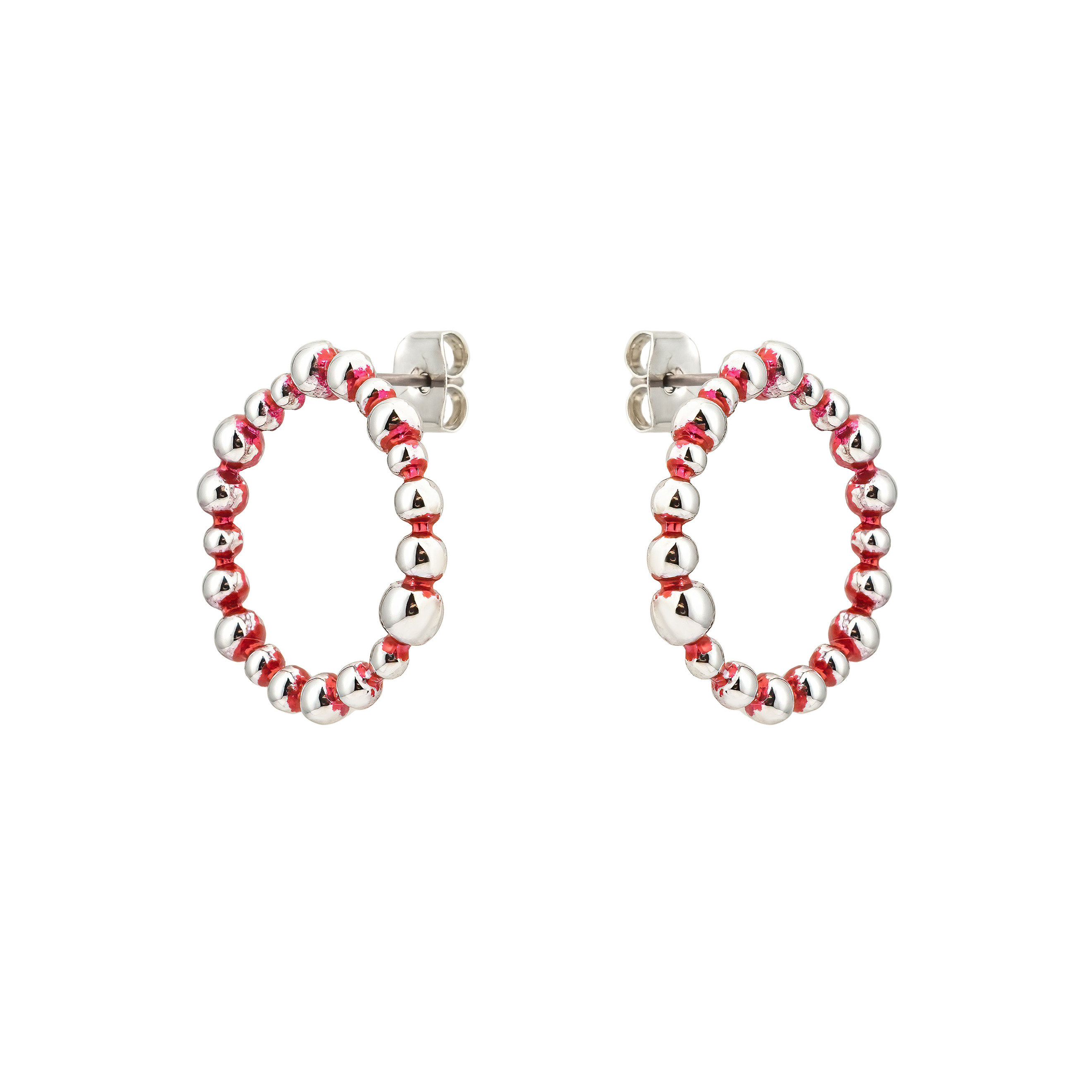 Red Pearl Circle Earrings