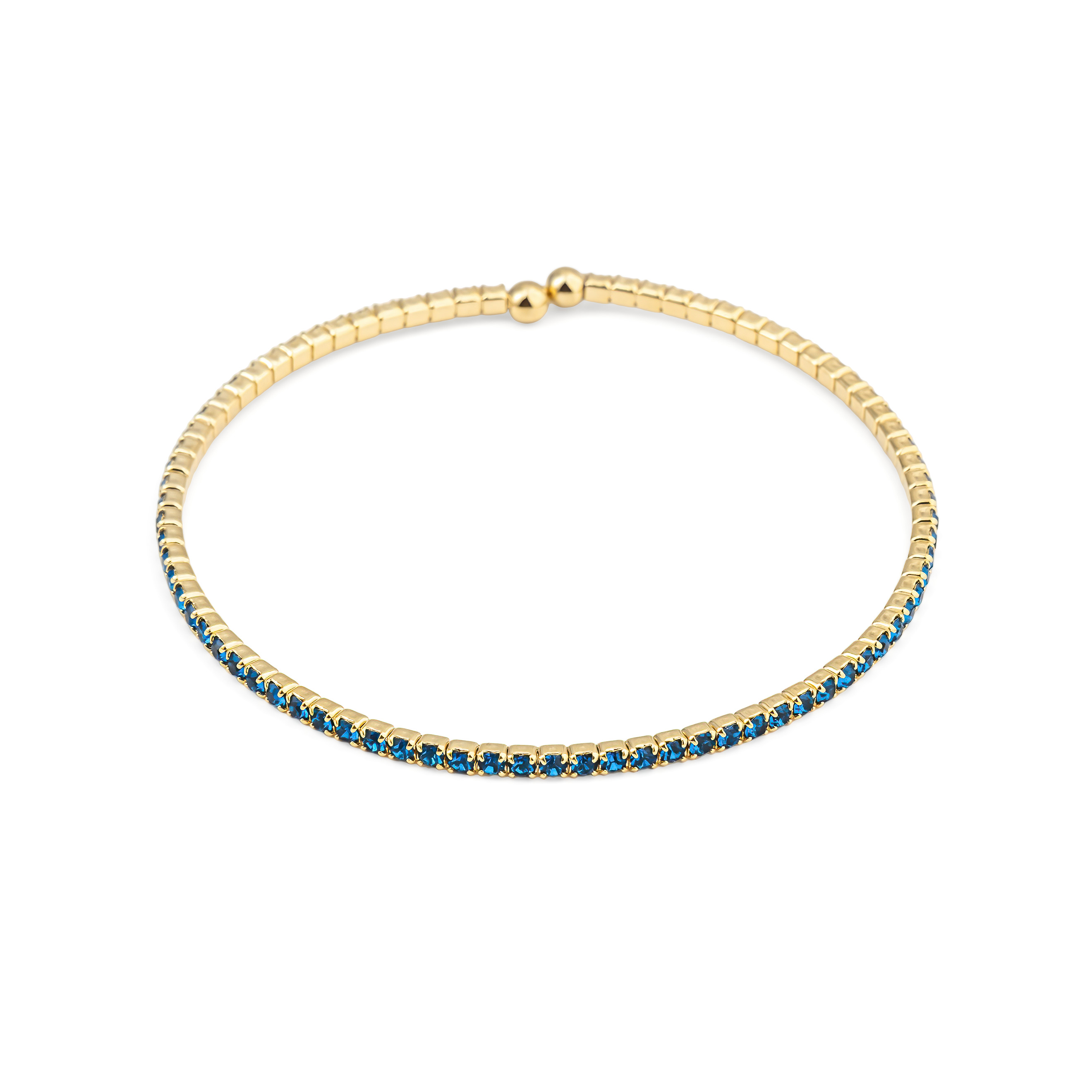 bracelet with bright blue crystals