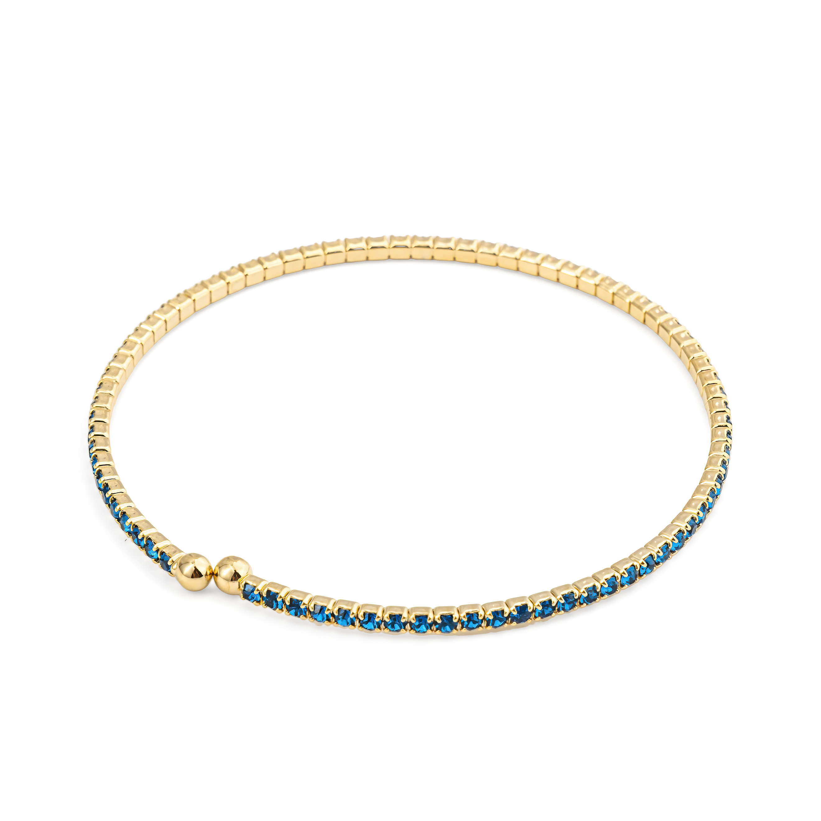 bracelet with bright blue crystals