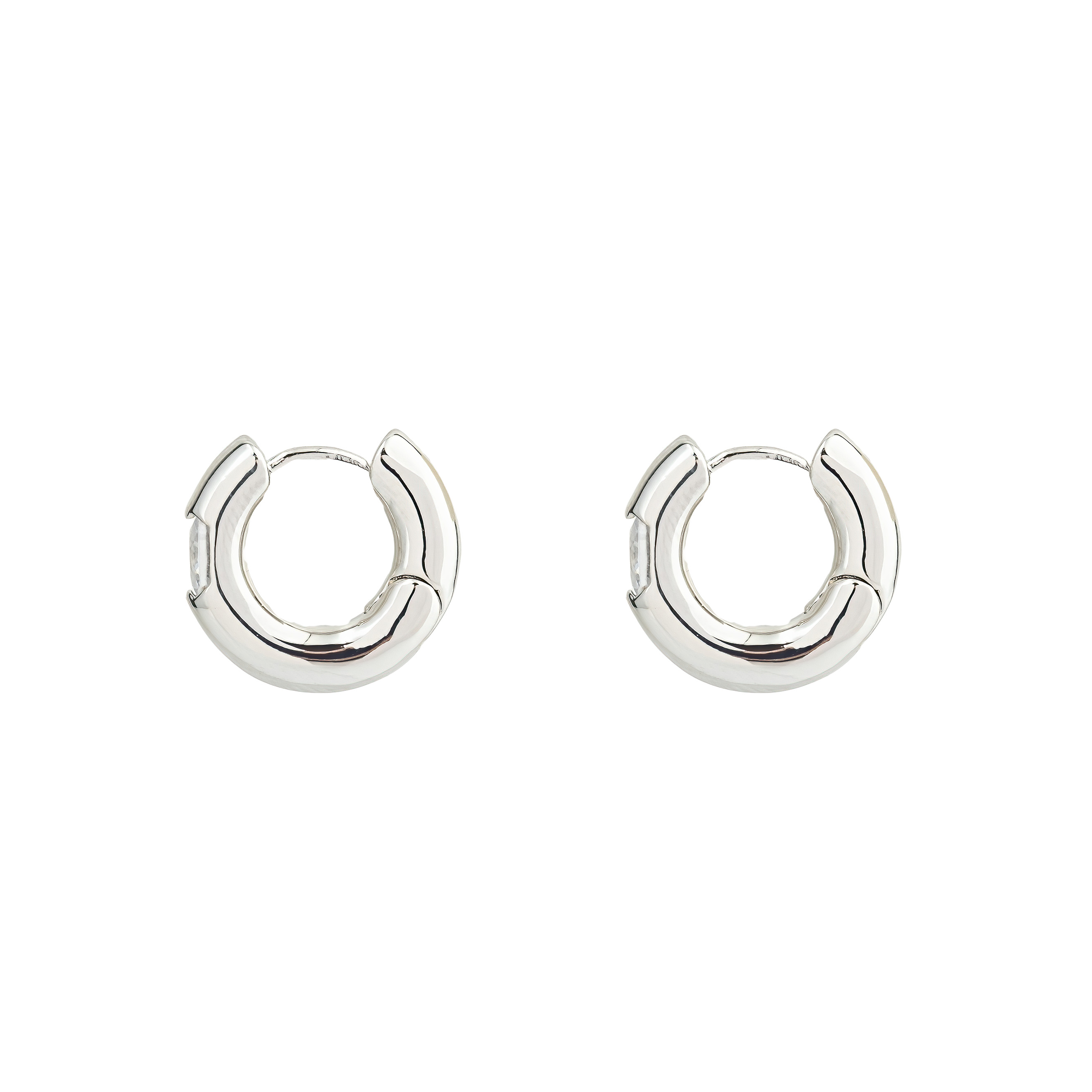 Classic  Blown Ring Earrings with Oval Crystals