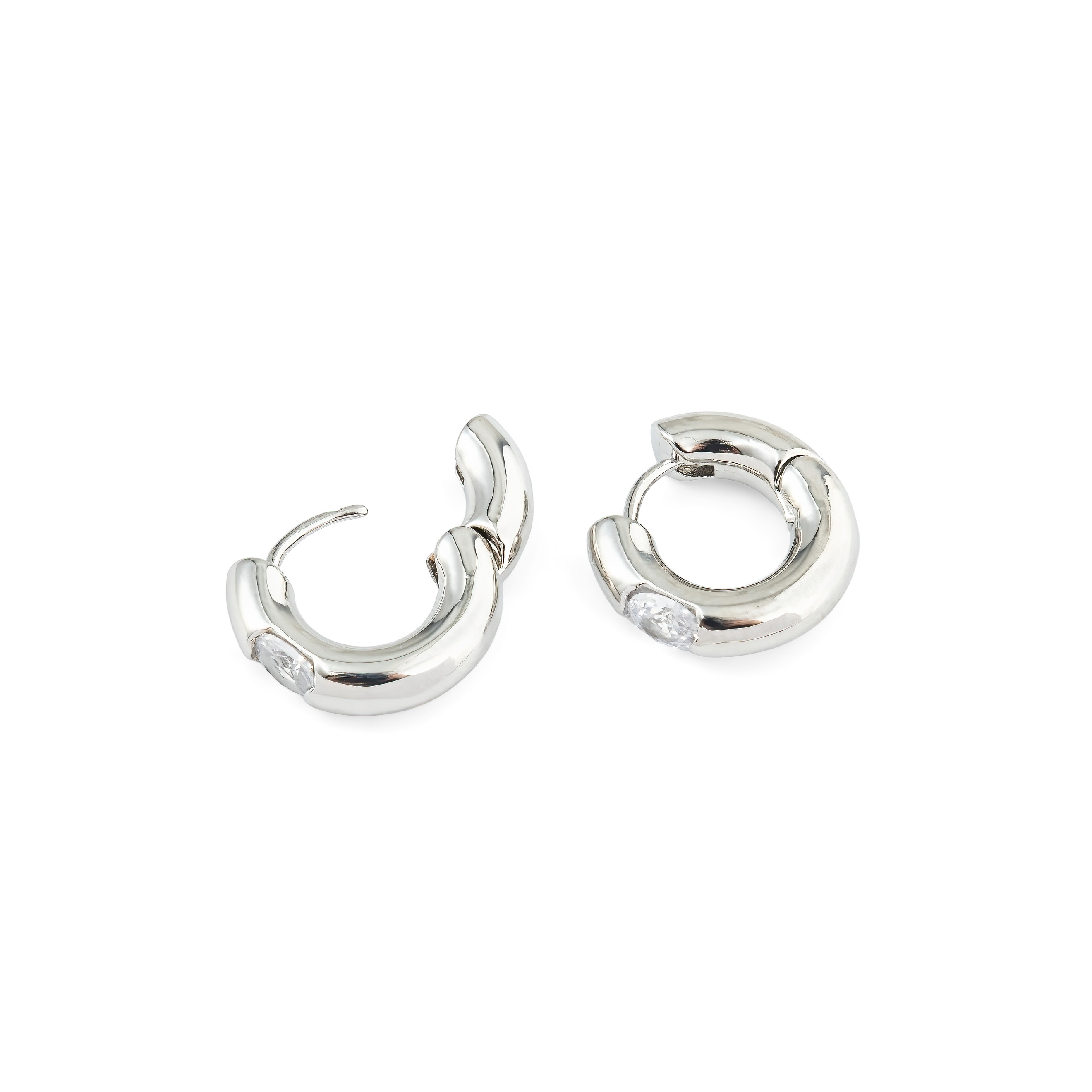 Classic  Blown Ring Earrings with Oval Crystals