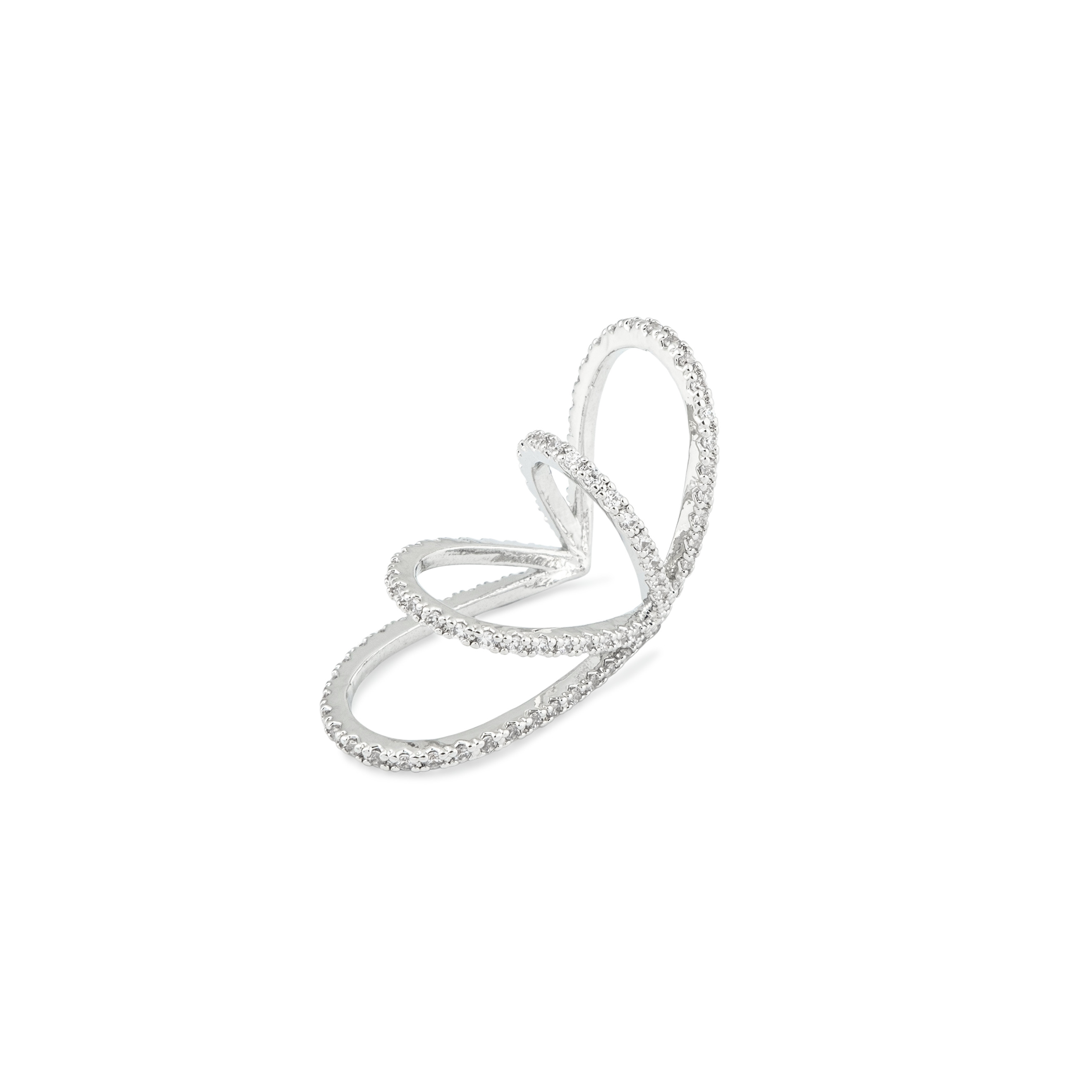 Silver cuff fan with crystals