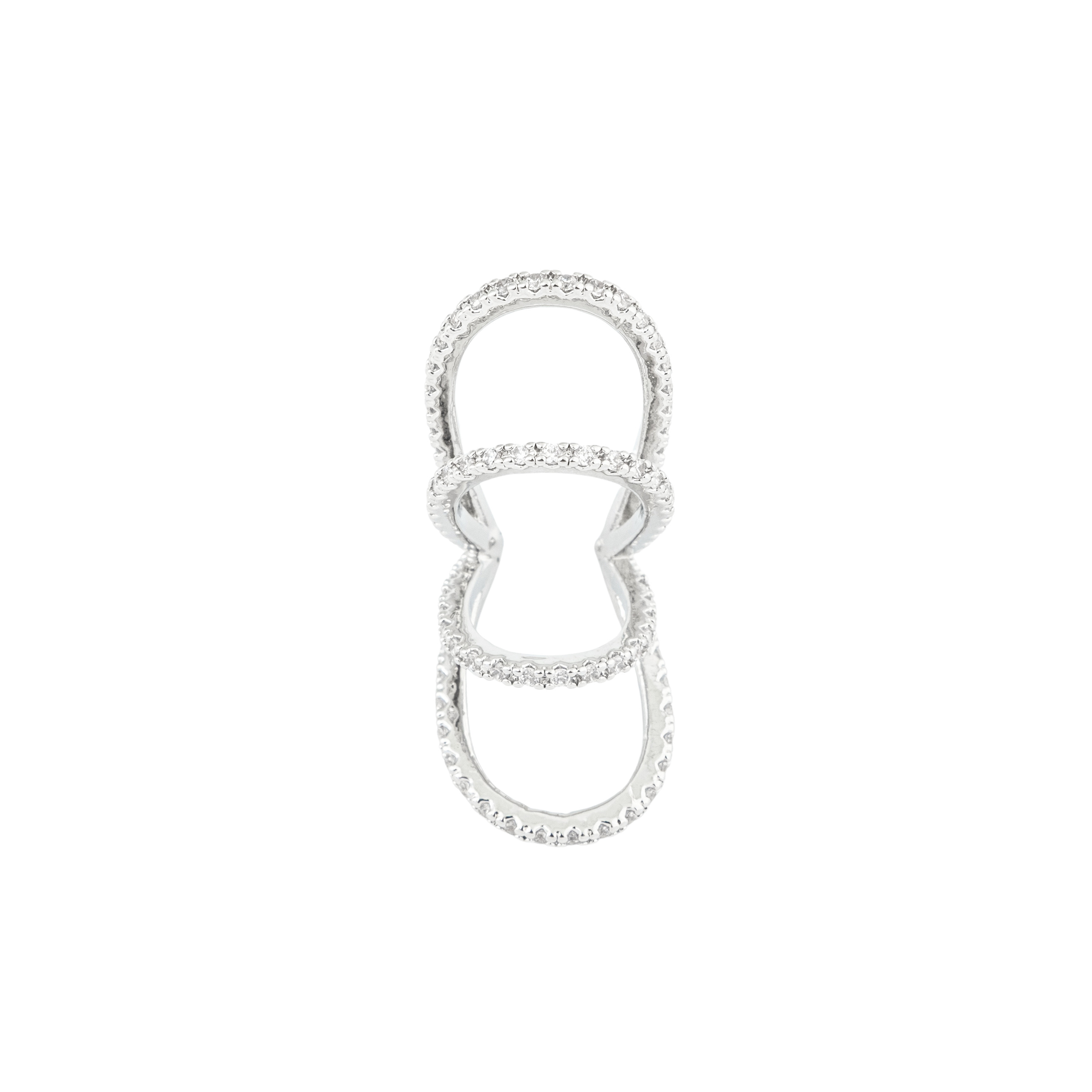 Silver cuff fan with crystals