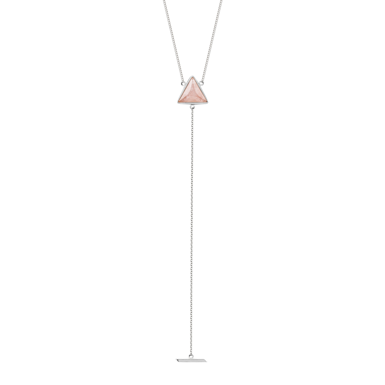 Wishes Come True Колье-галстук из серебра с треугольником и розовым кварцем