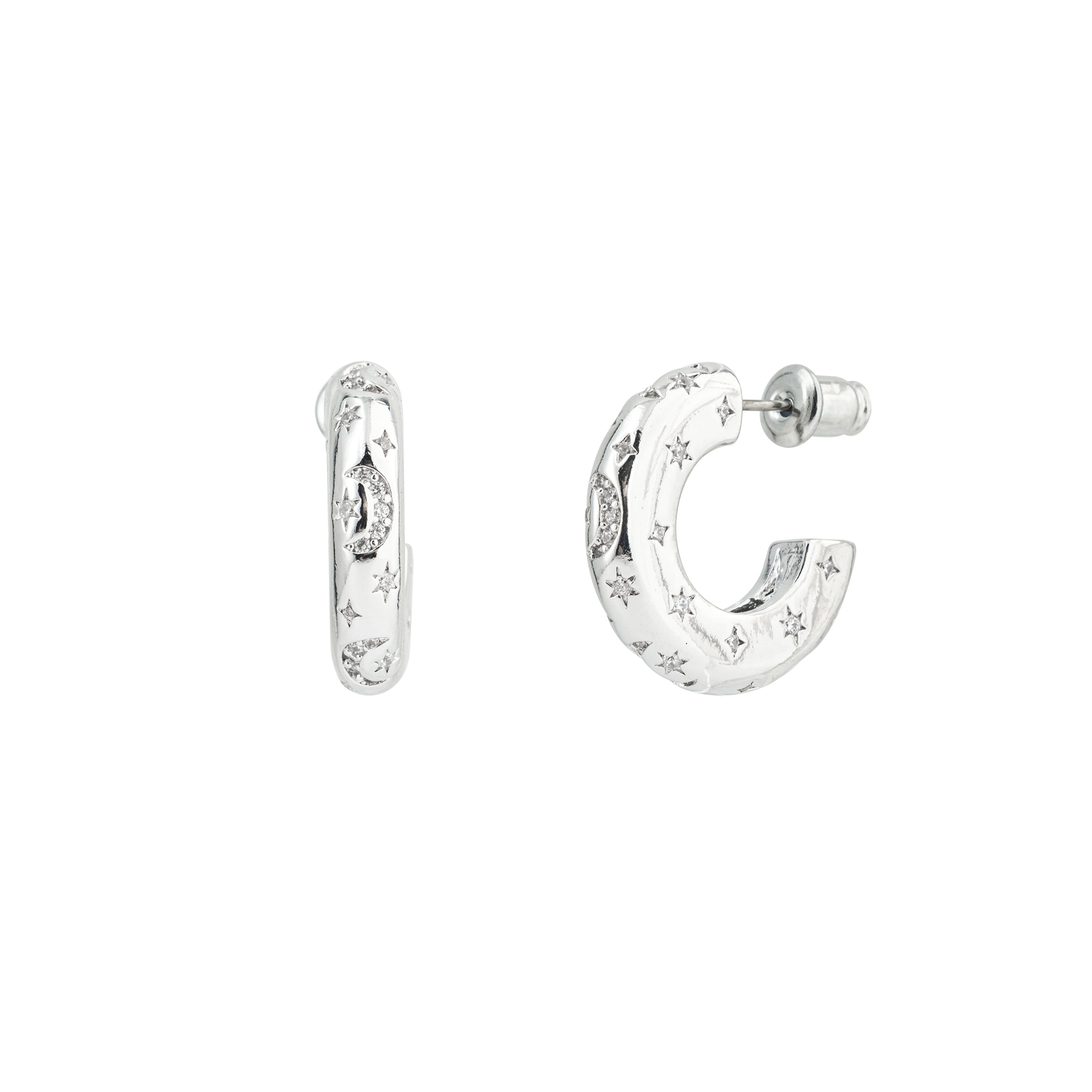 earrings with moon and stars pattern