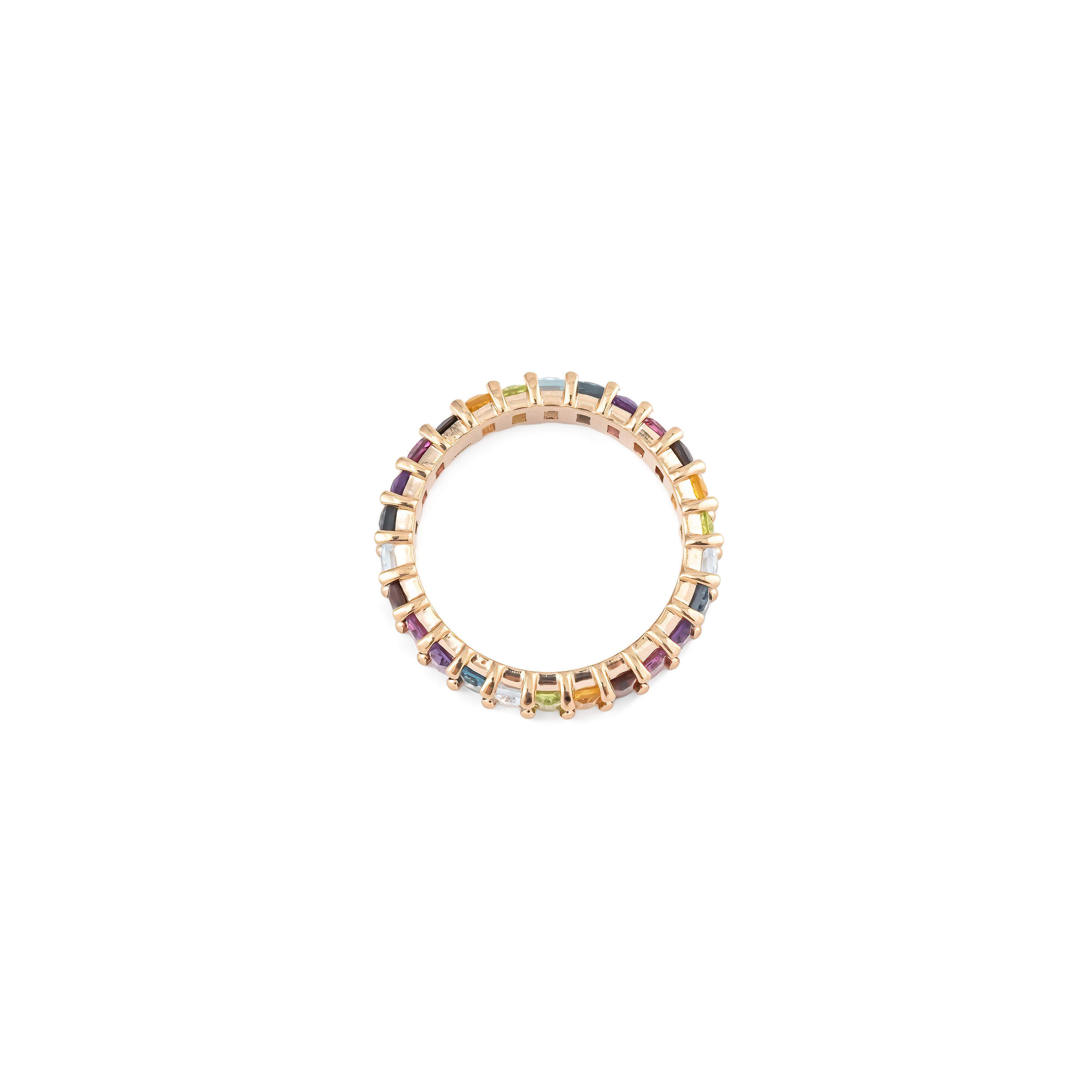 Rainbow ring made of cut stones baguette in gilding