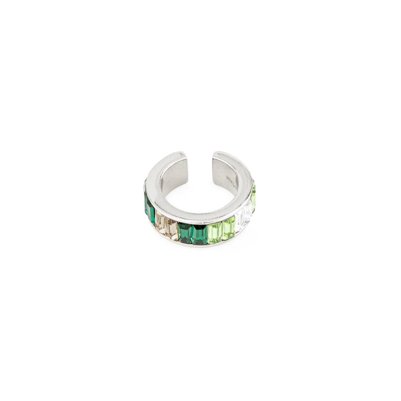 LAV'Z Кафф из серебра с зелеными кристаллами серьги из серебра с ювелирными кристаллами яхонт ювелирный арт 2699787