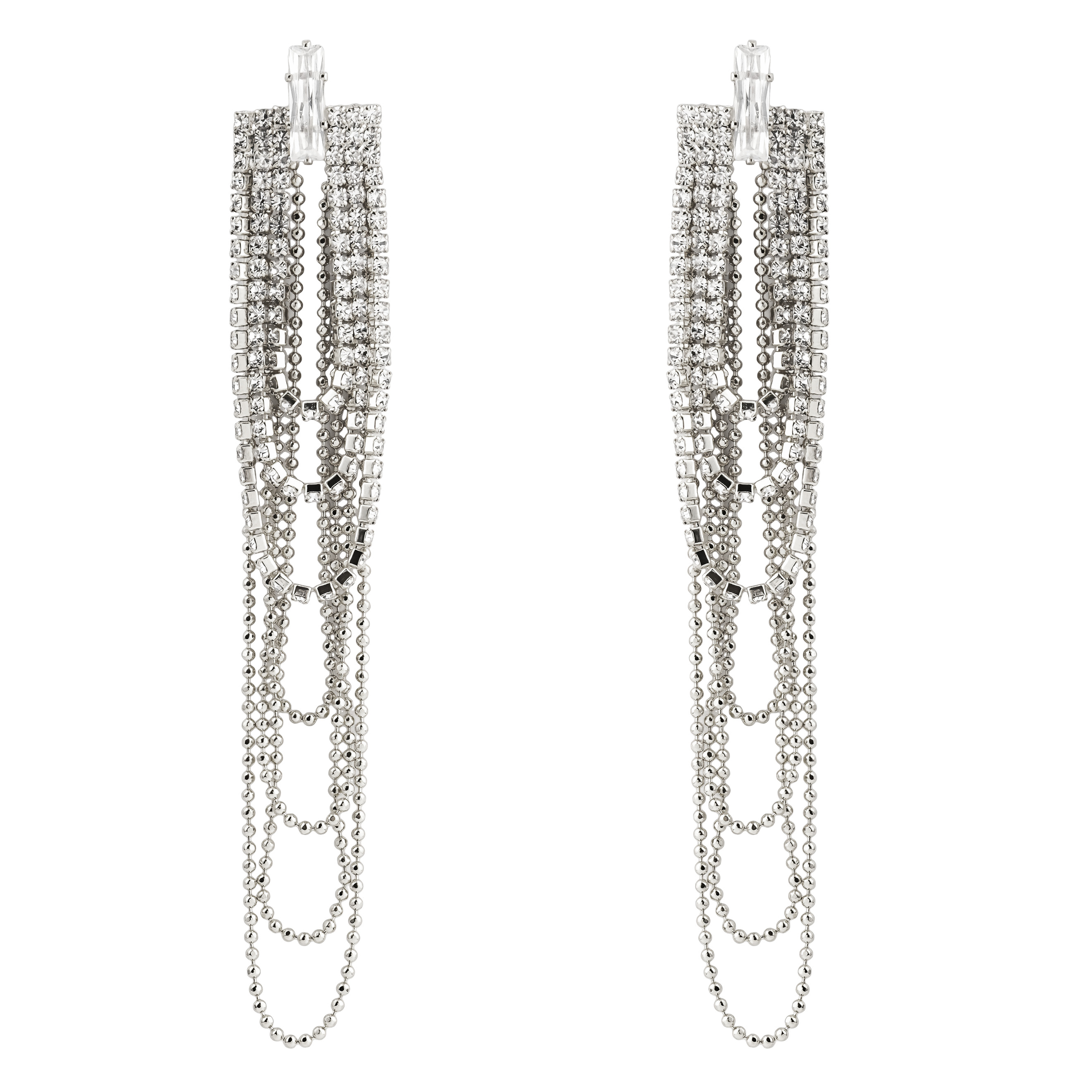 earrings-pendant chains with crystals