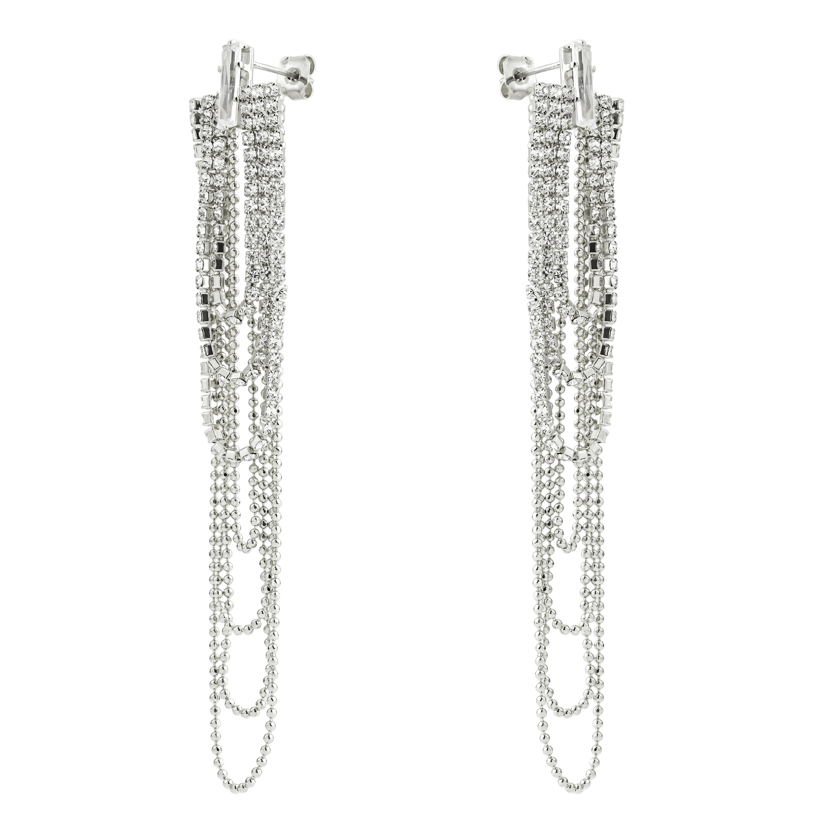 earrings-pendant chains with crystals