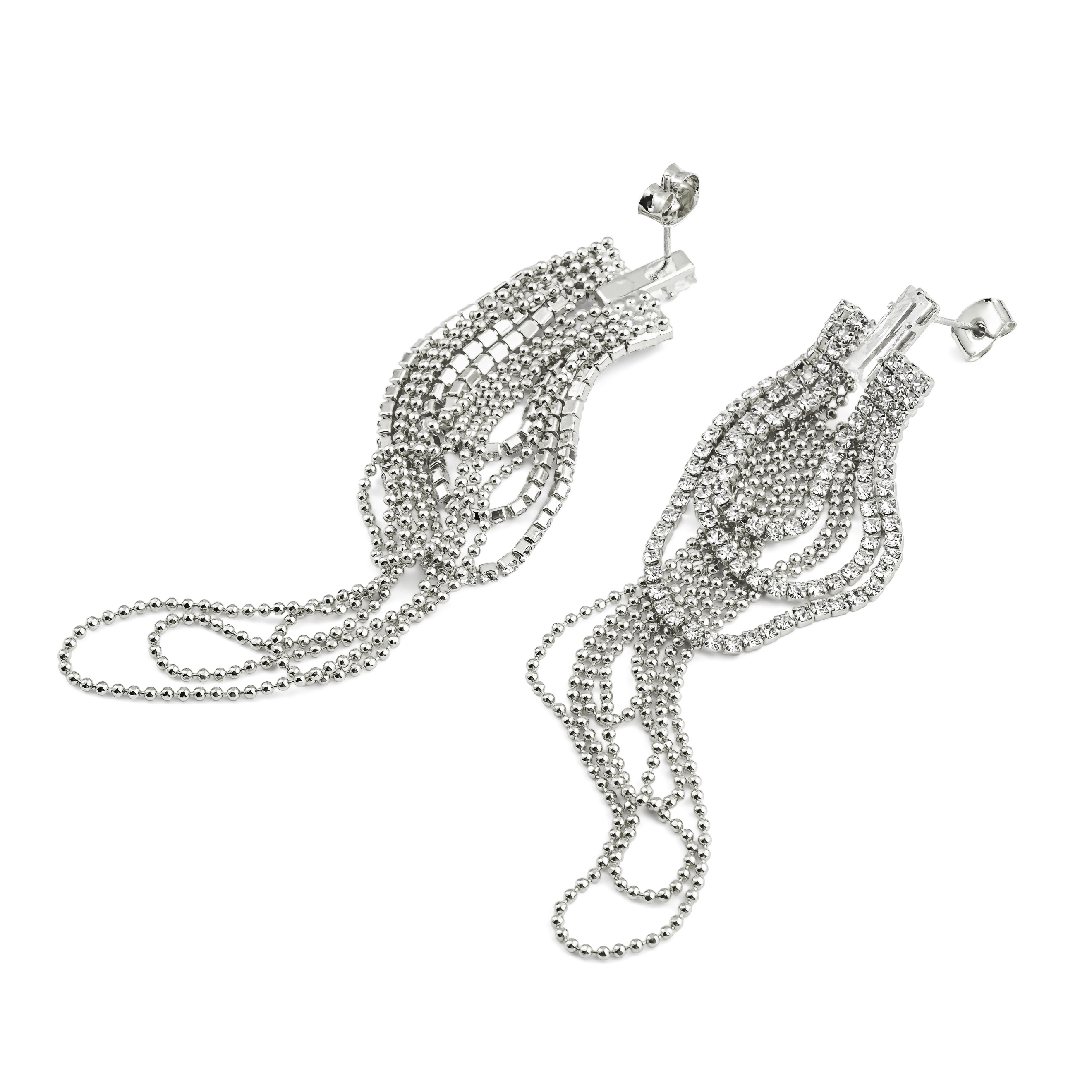 earrings-pendant chains with crystals