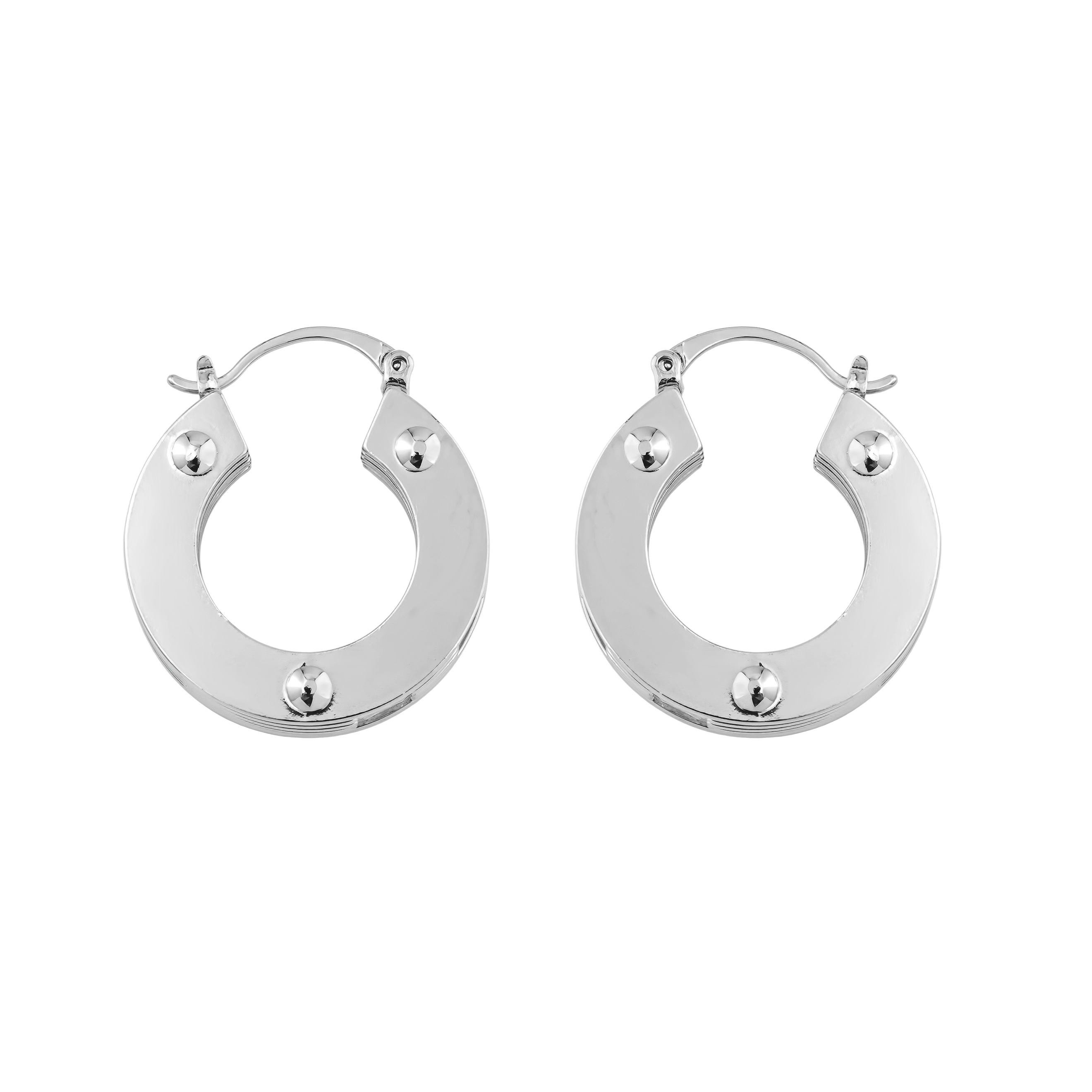 round earrings made of several plates with crystals