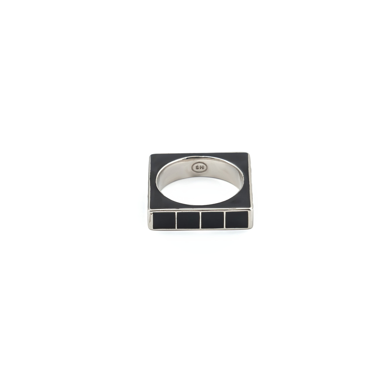 SHAMELESS Кольцо квадратное с эмалью черное shameless кольцо квадратное с эмалью розовое