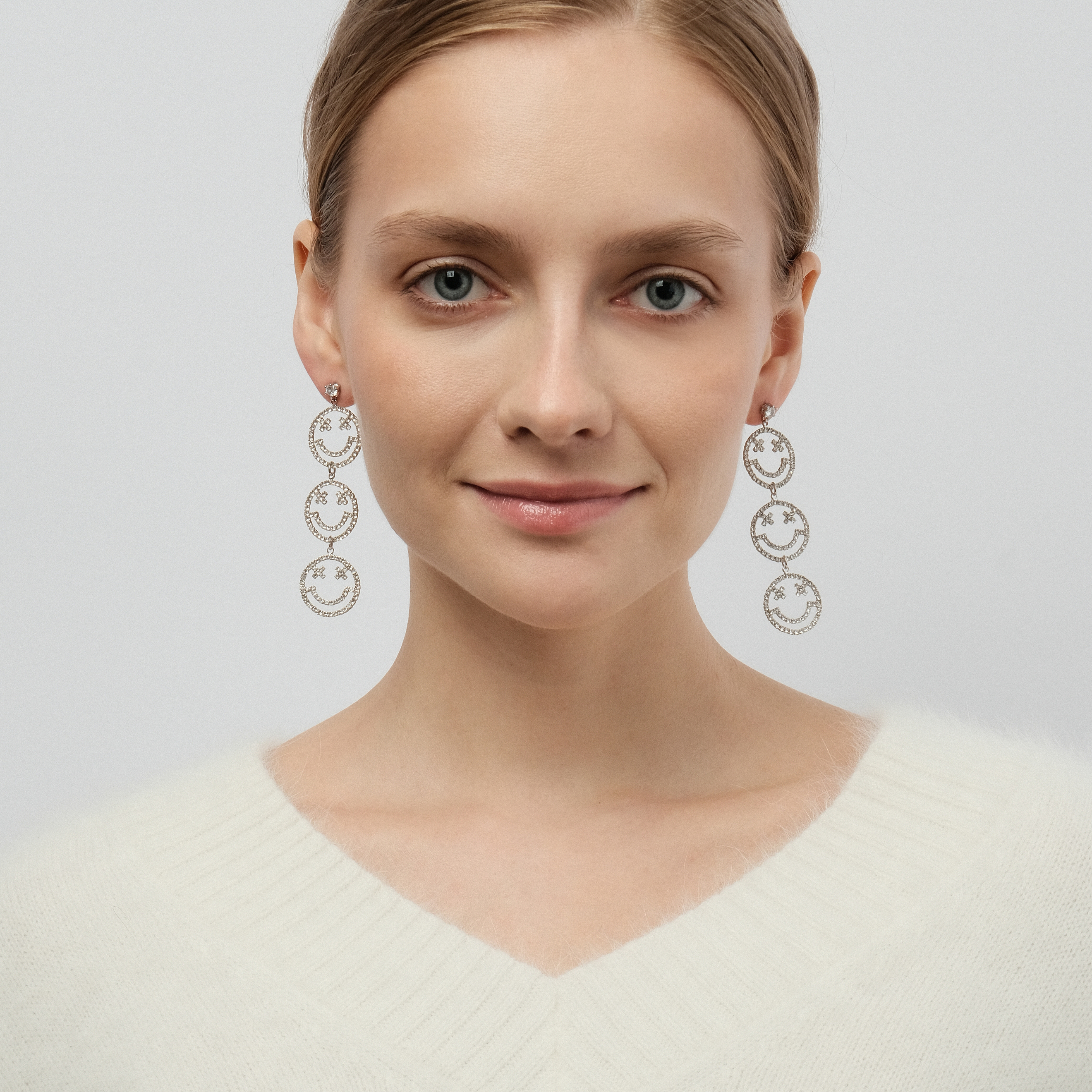 smiley earrings with crystals