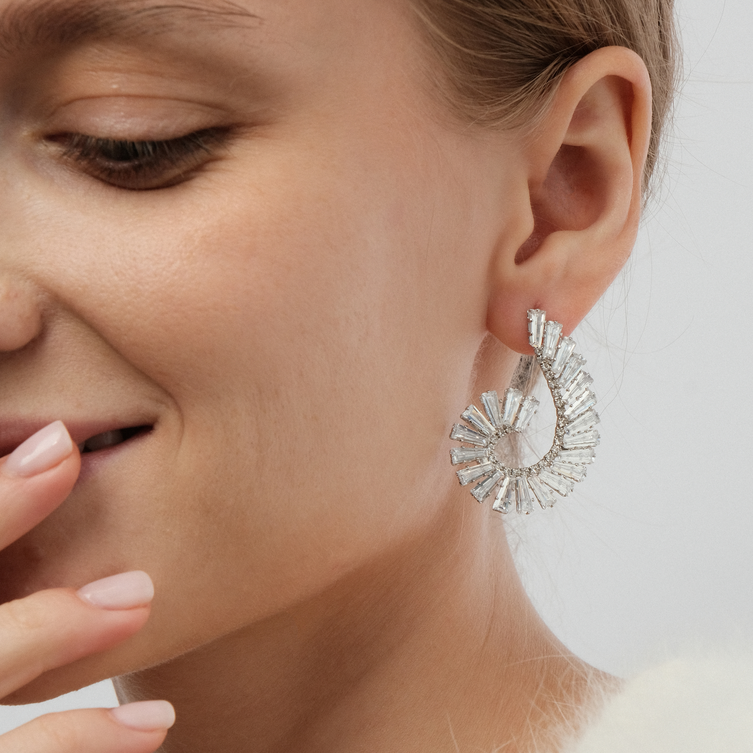 spiral earrings with crystals