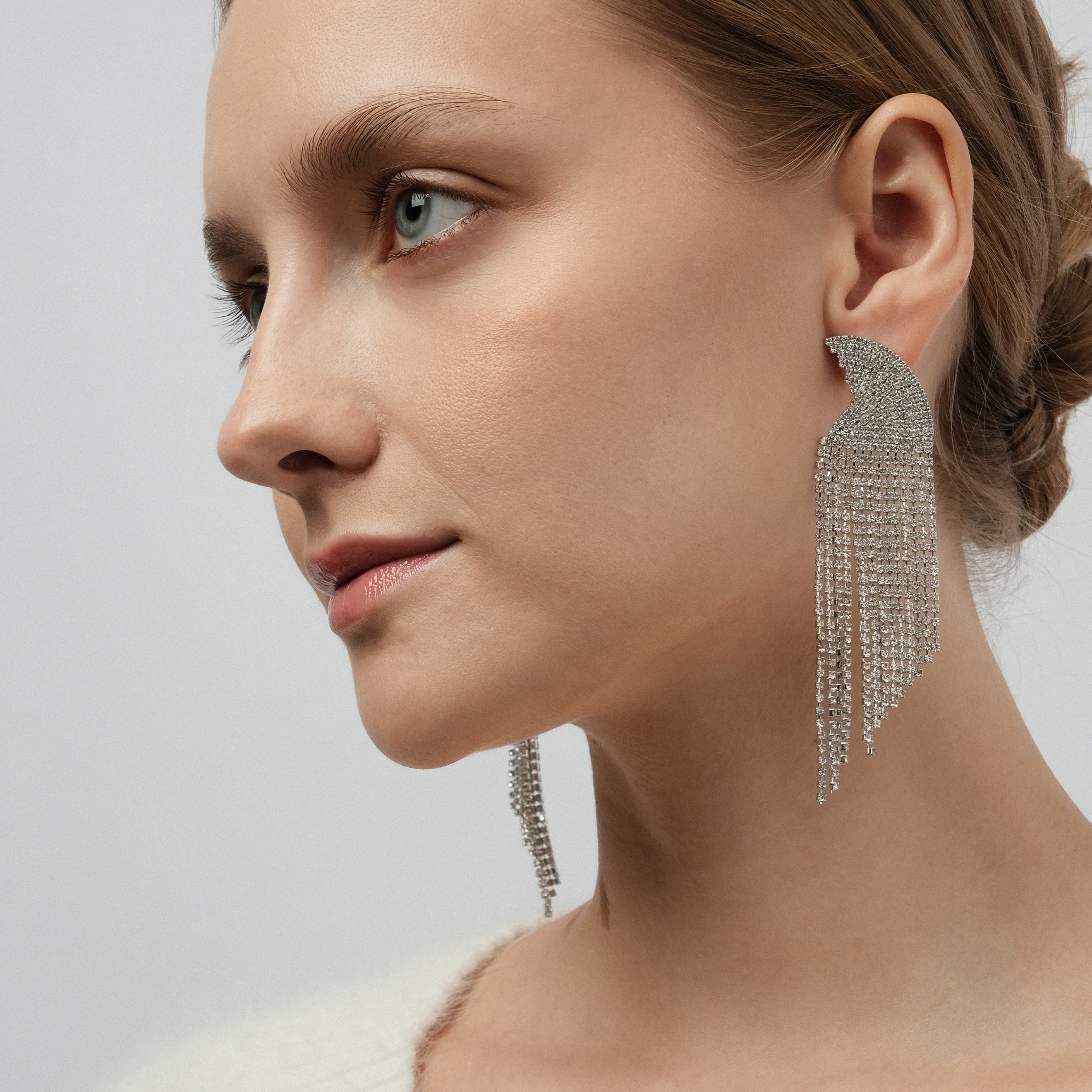 semi-circle earrings with crystals