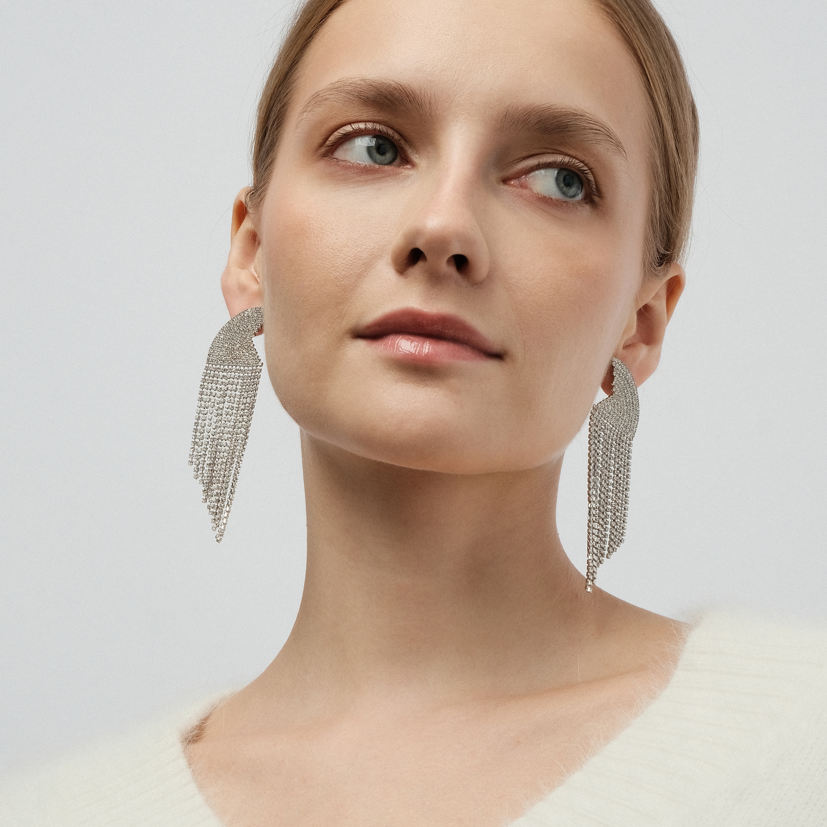semi-circle earrings with crystals