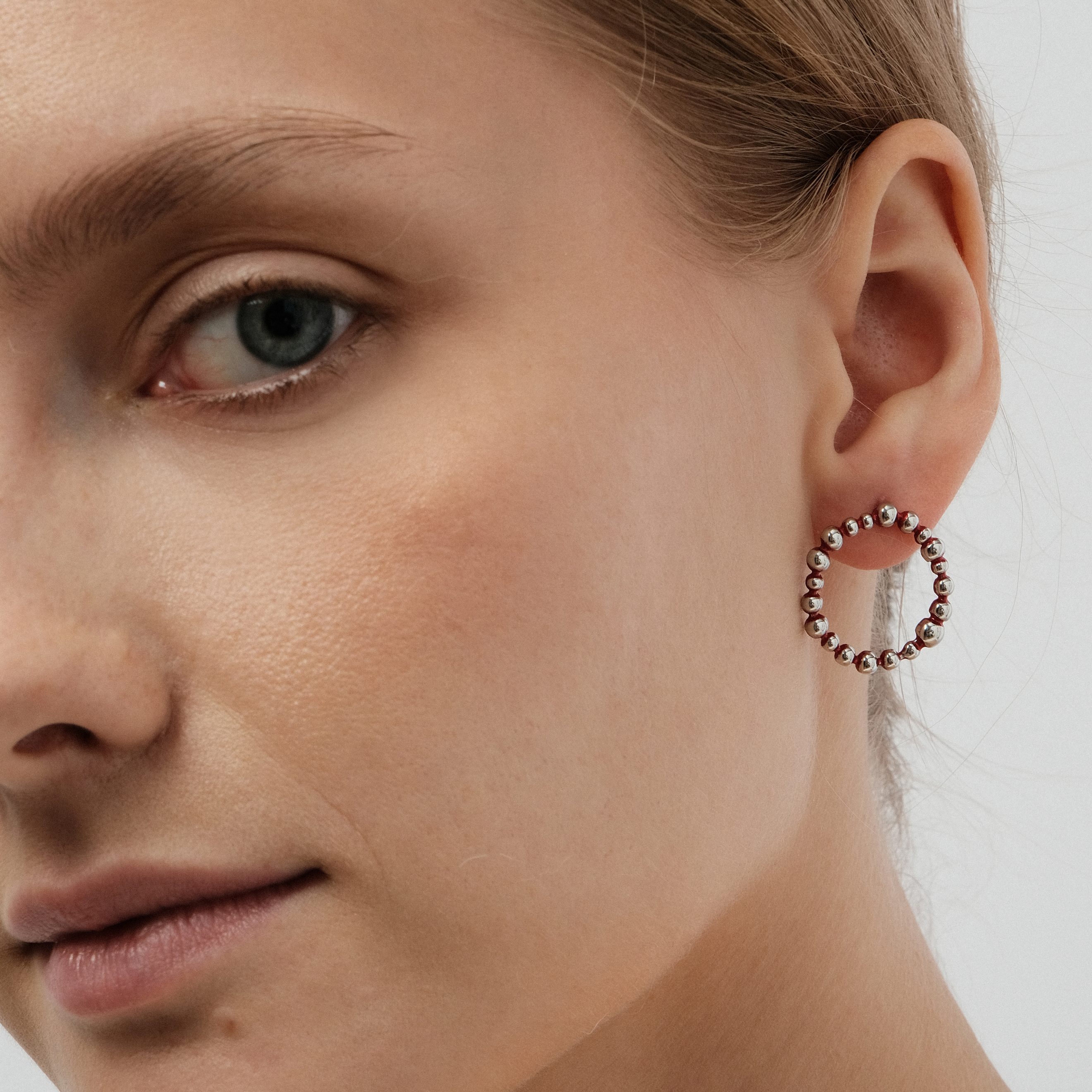 Red Pearl Circle Earrings