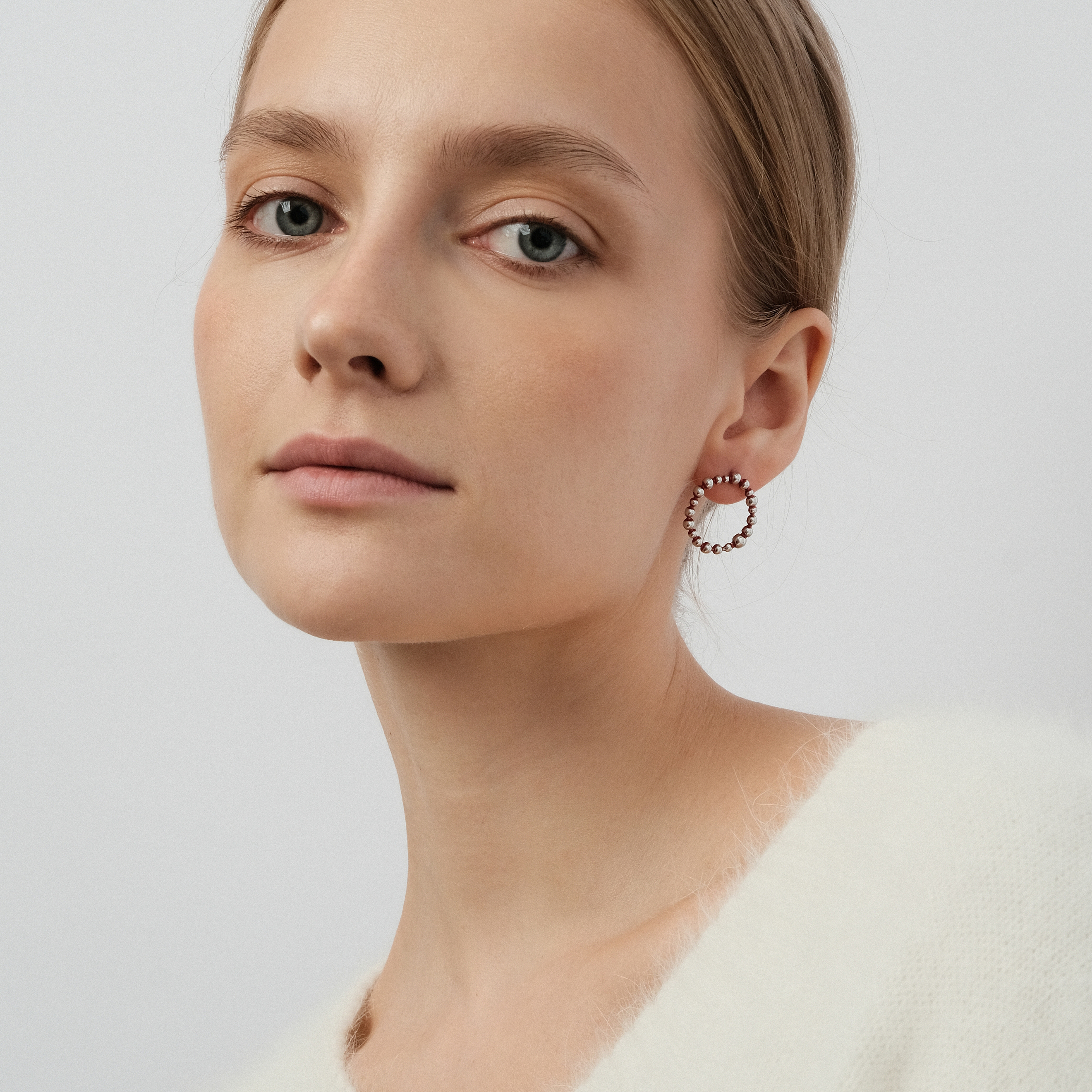 Red Pearl Circle Earrings