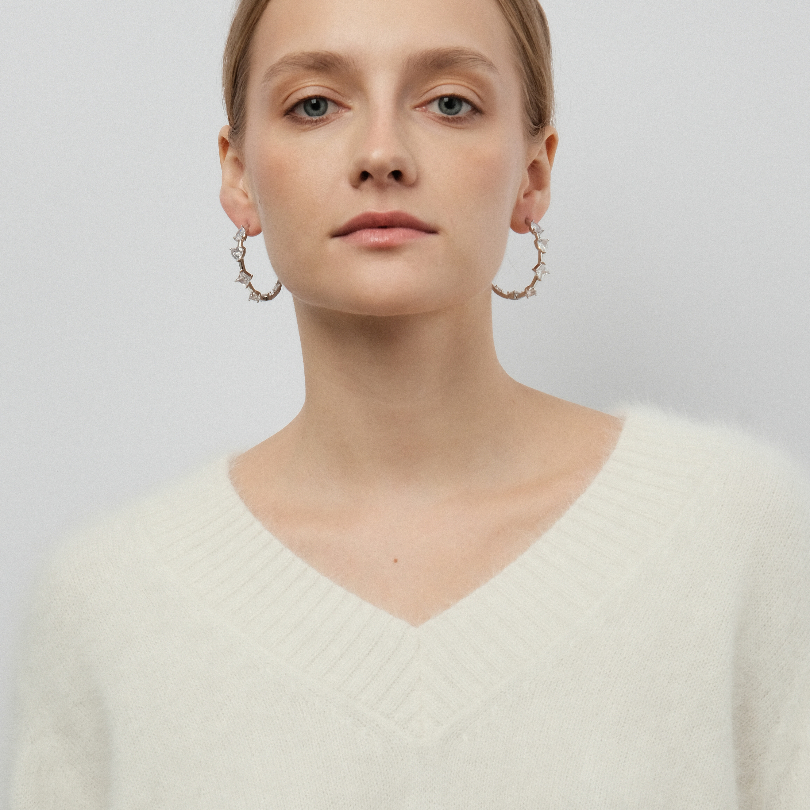 earrings with heart-shaped crystals and stars