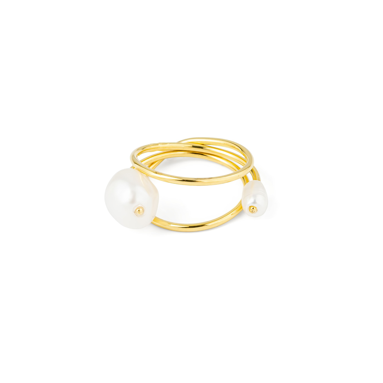 TONDEM Позолоченное кольцо из серебра с жемчугом fjord позолоченное кольцо печатка gravity из серебра с жемчугом