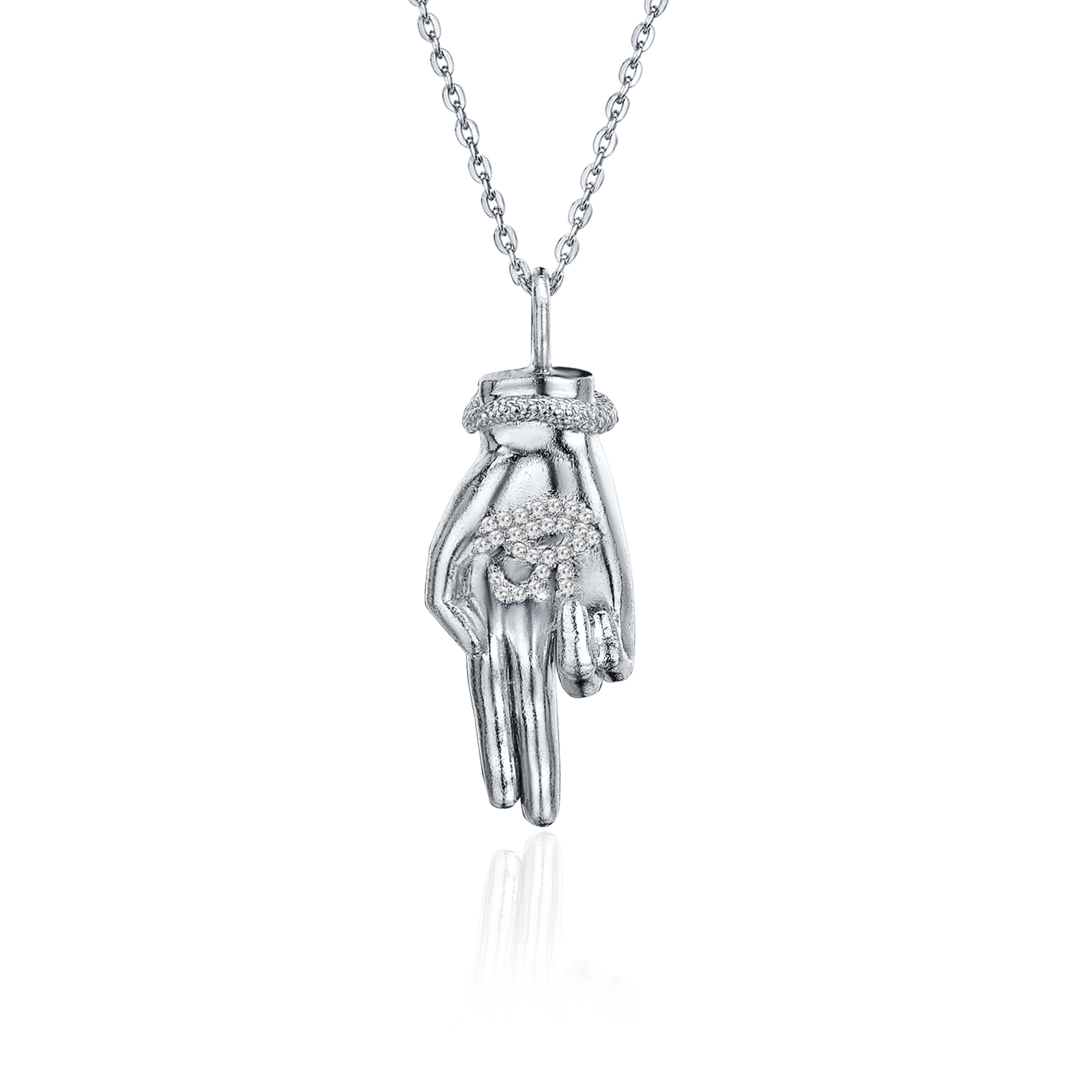 MANO PANTEA pendant in silver with white topaz