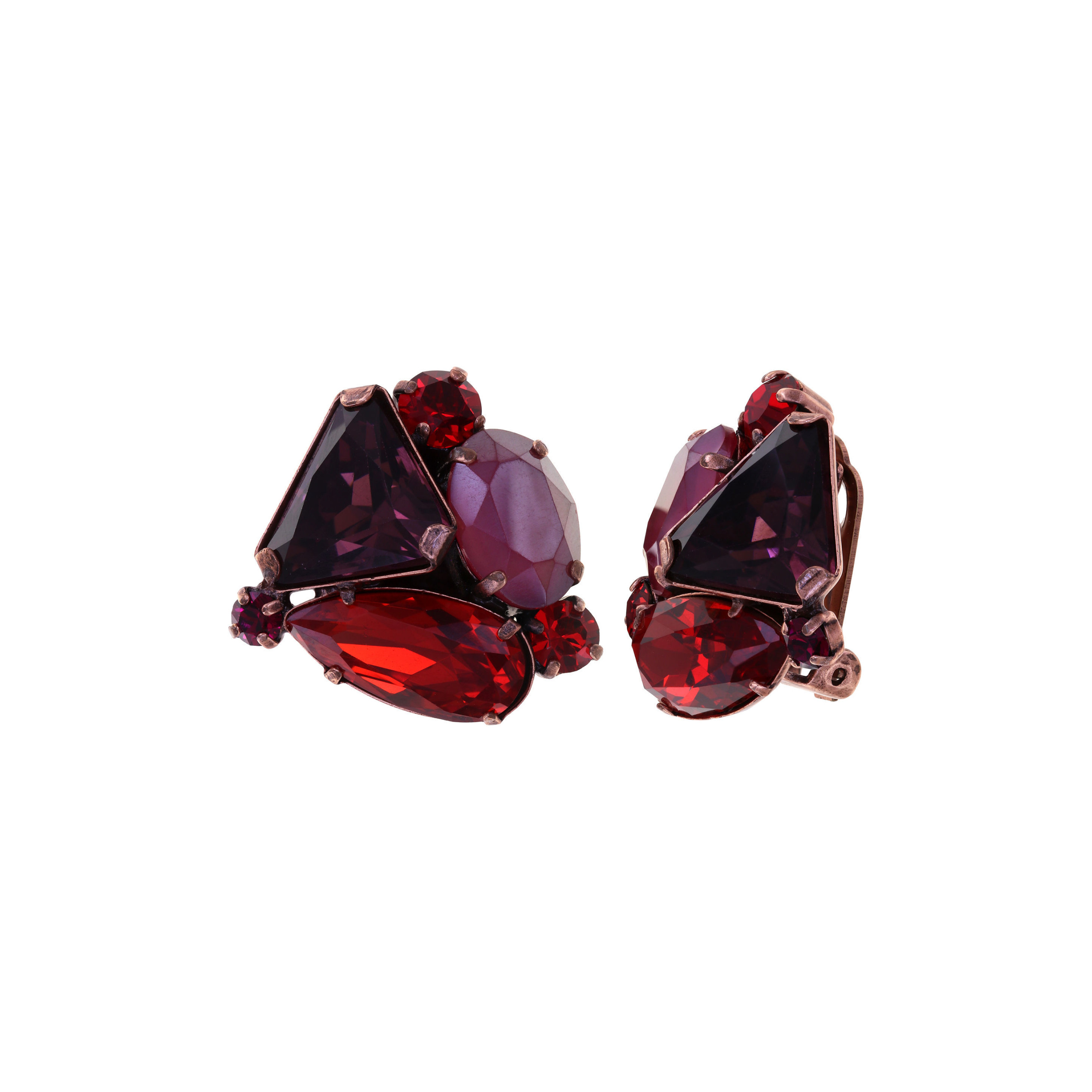 Клипсы Gems Riot с бордовыми кристаллами
