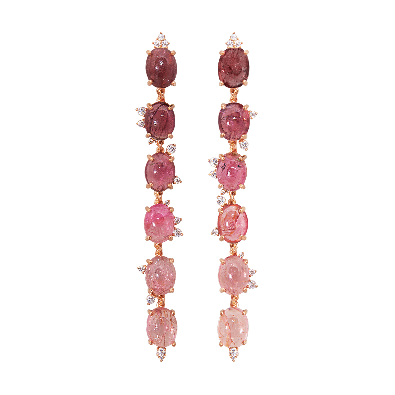 Silver earrings with pink tourmalines
