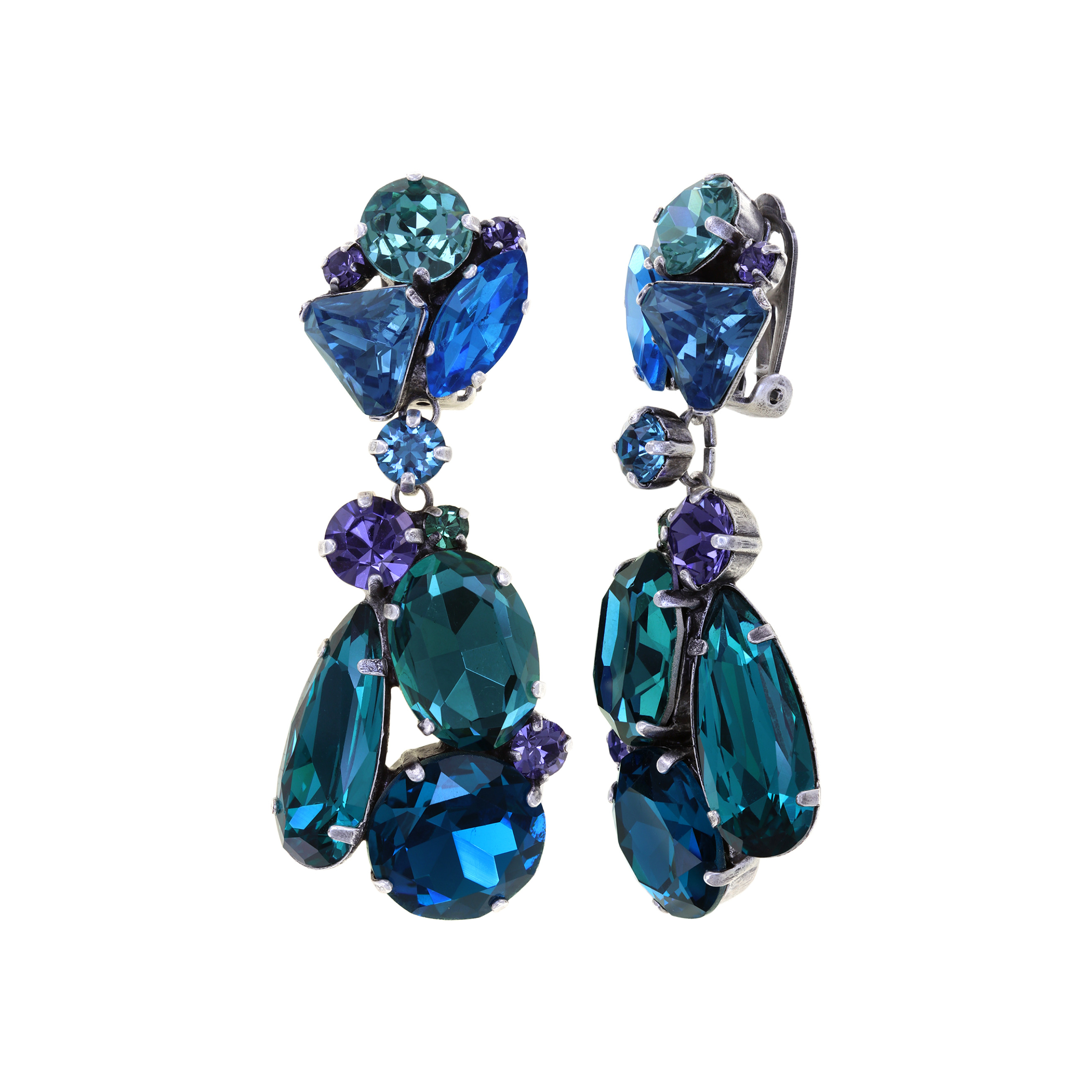 Клипсы Gems Riot с синими кристаллами